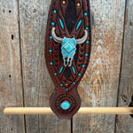 Hand Painted Steer Head and Turquoise One Ear and Breastcollar Tack Set