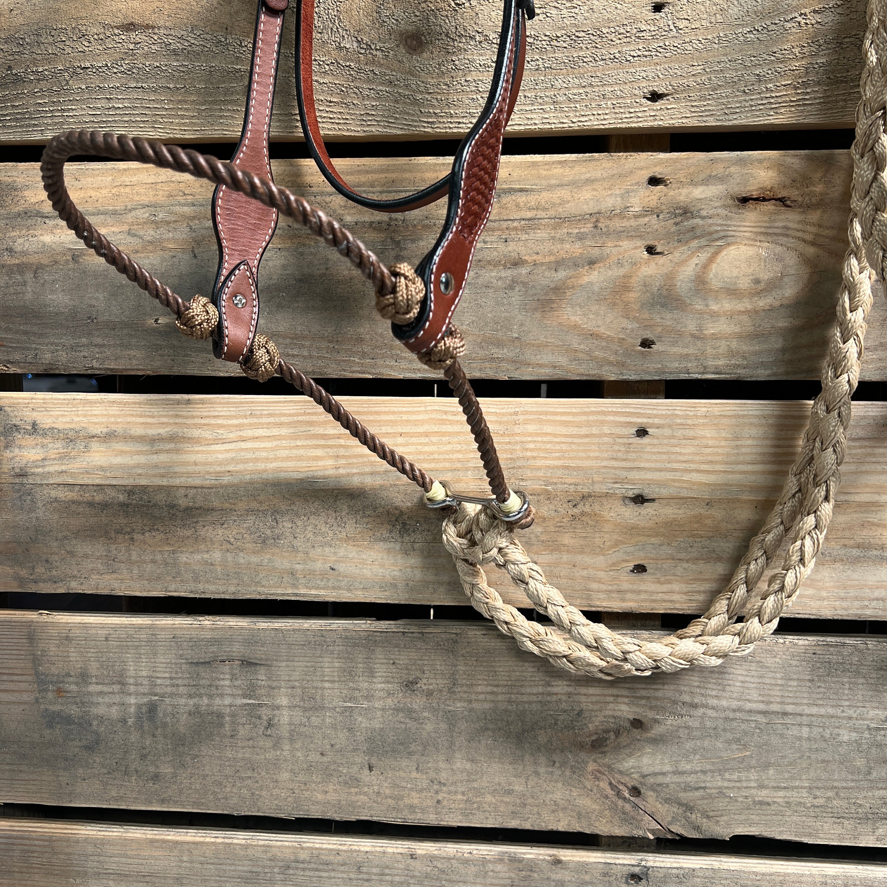 Medium Oil Basketweave Tan Loping Hackamore #LHK008