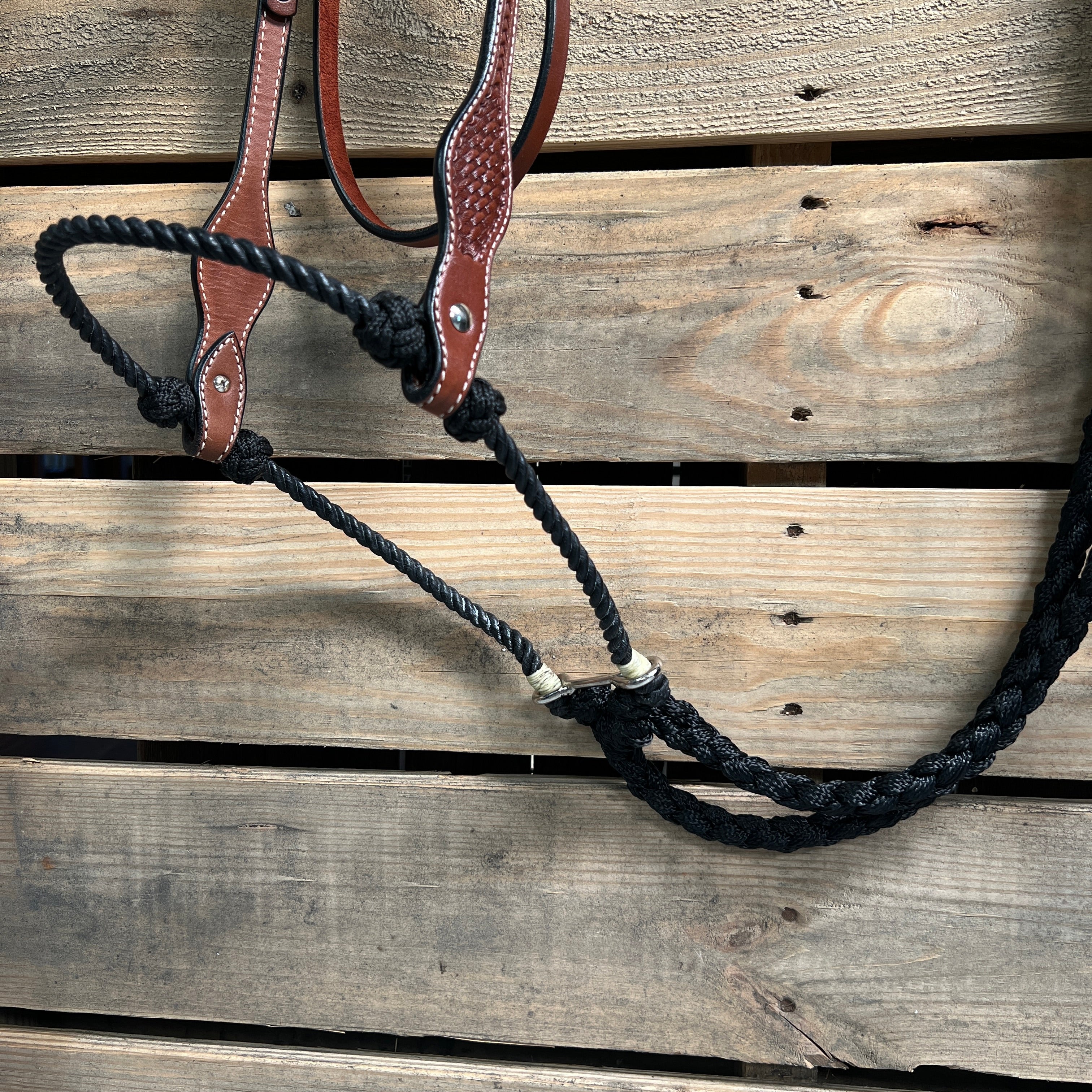 Medium Oil Basketweave Black Loping Hackamore #LHK009