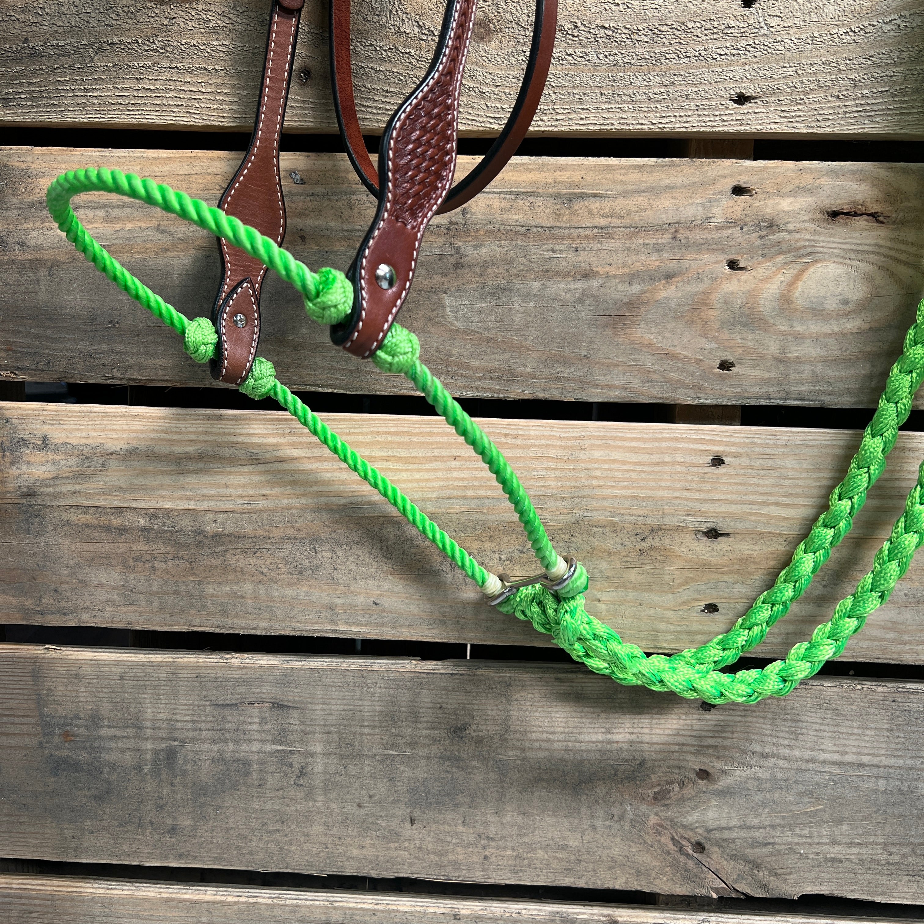 Medium Oil Basketweave Lime Loping Hackamore #LHK010