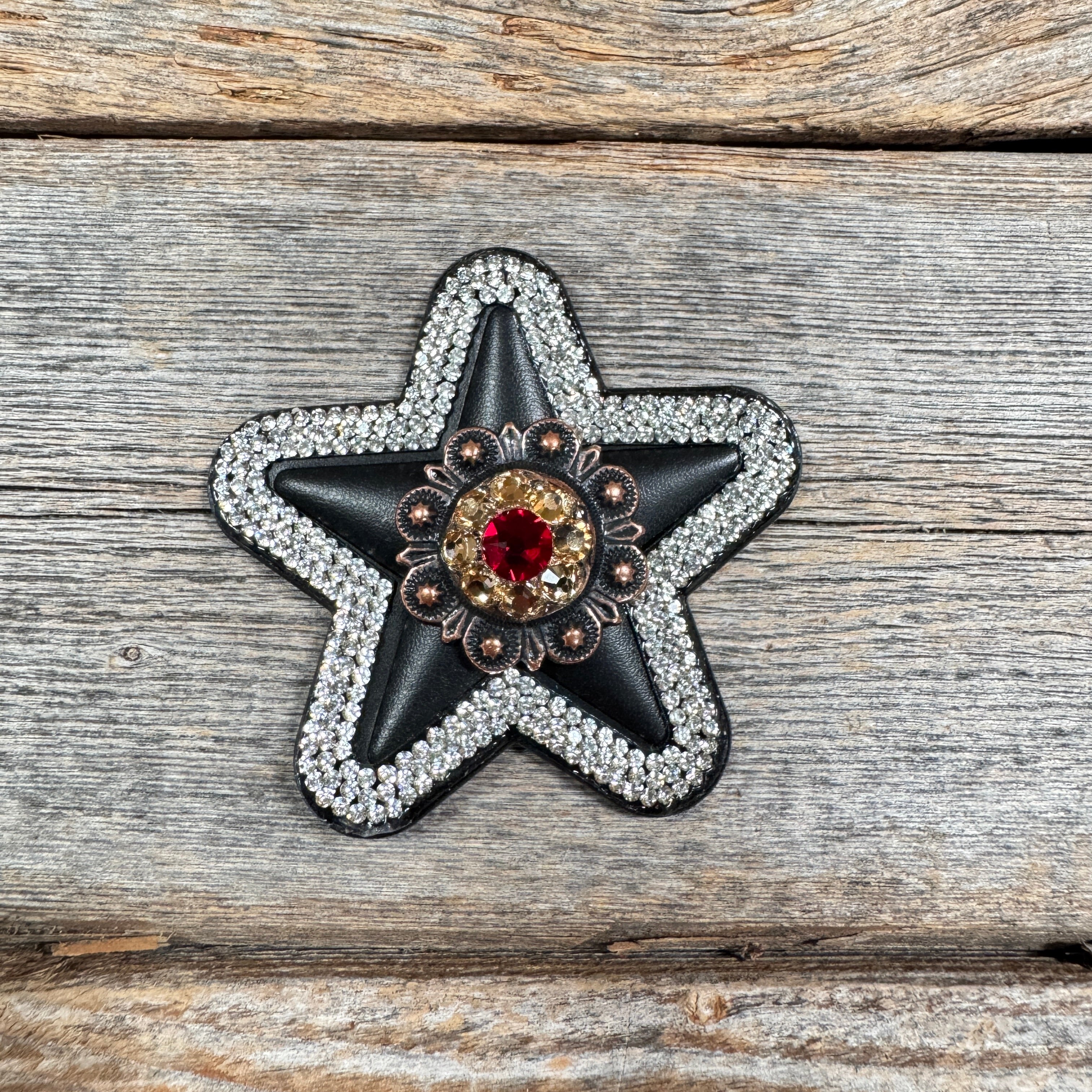 Black Small Star Rhinestone Rosette - Assorted Conchos