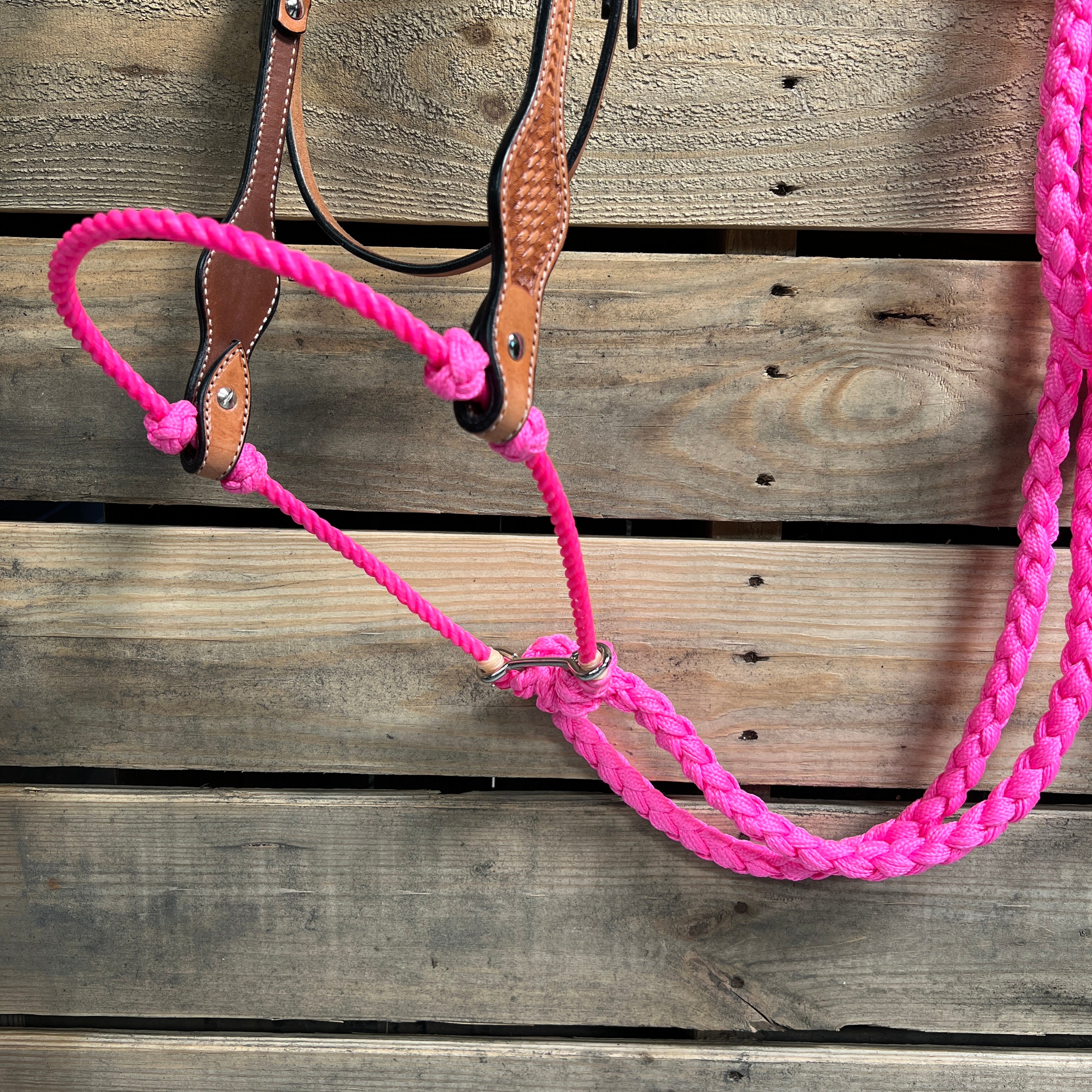 Light Oil Basketweave Neon Pink Loping Hackamore #LHK011