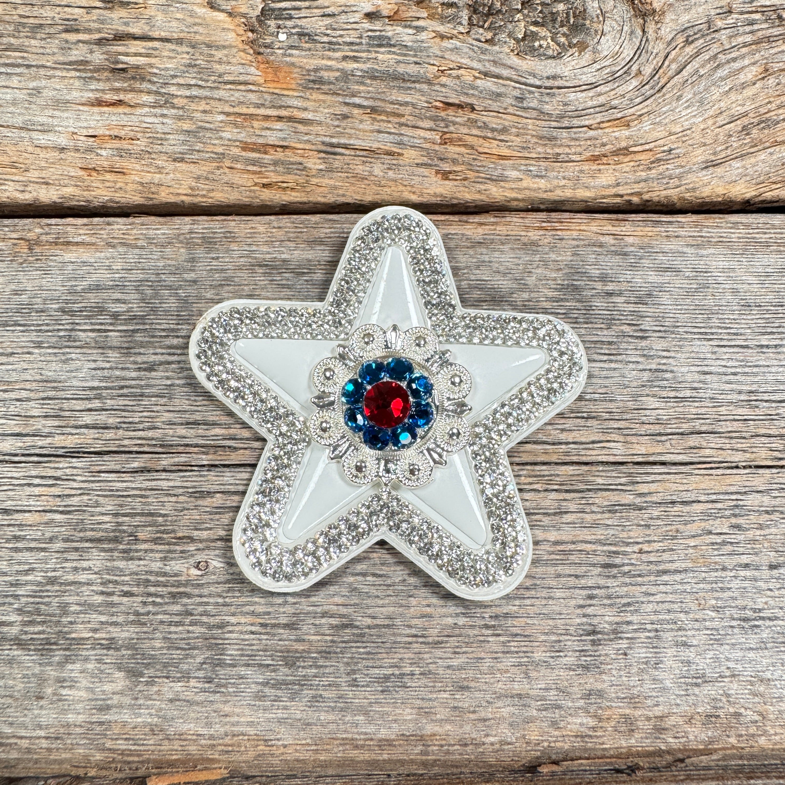 White Small Star Rhinestone Rosette - Assorted Conchos