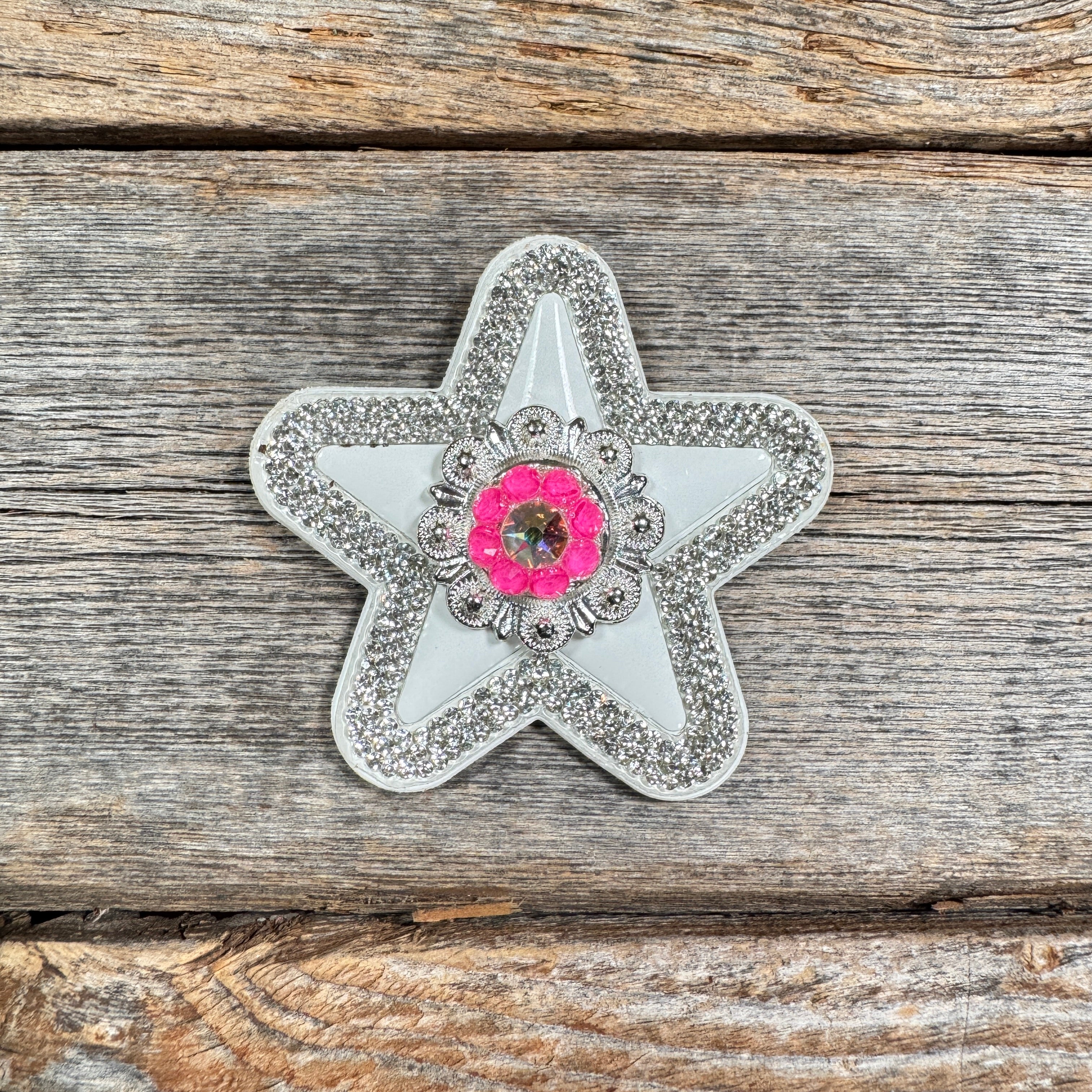 White Small Star Rhinestone Rosette - Assorted Conchos