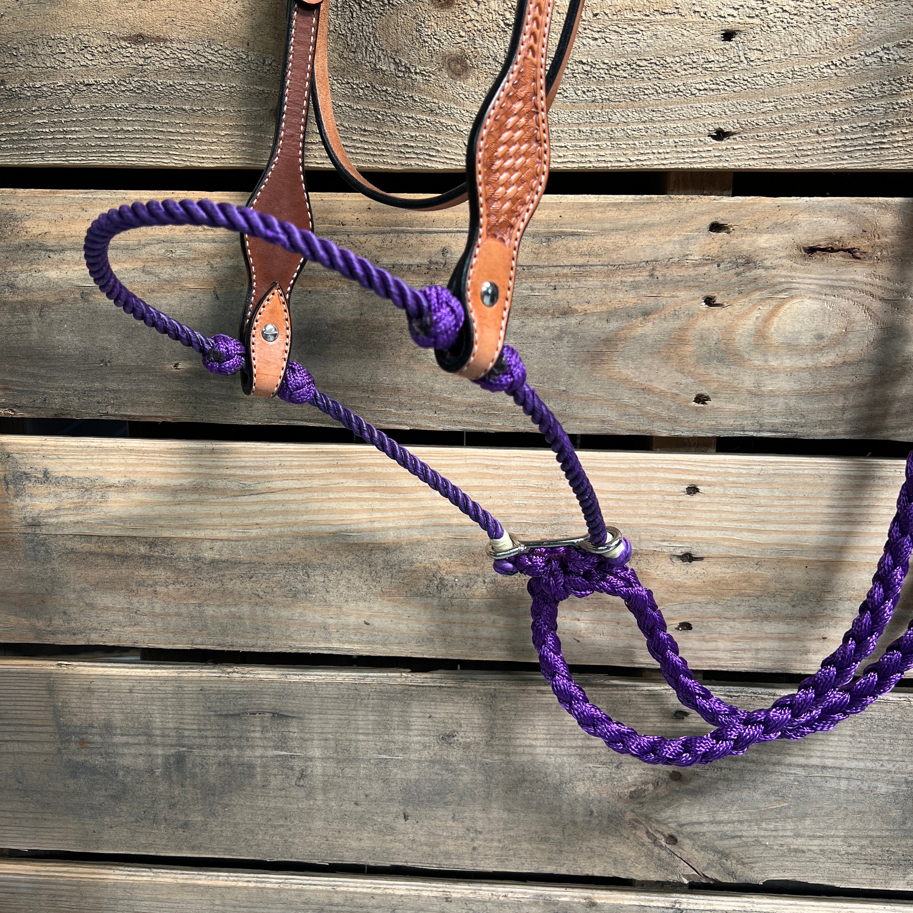 Light Oil Basketweave Purple Loping Hackamore #LHK012
