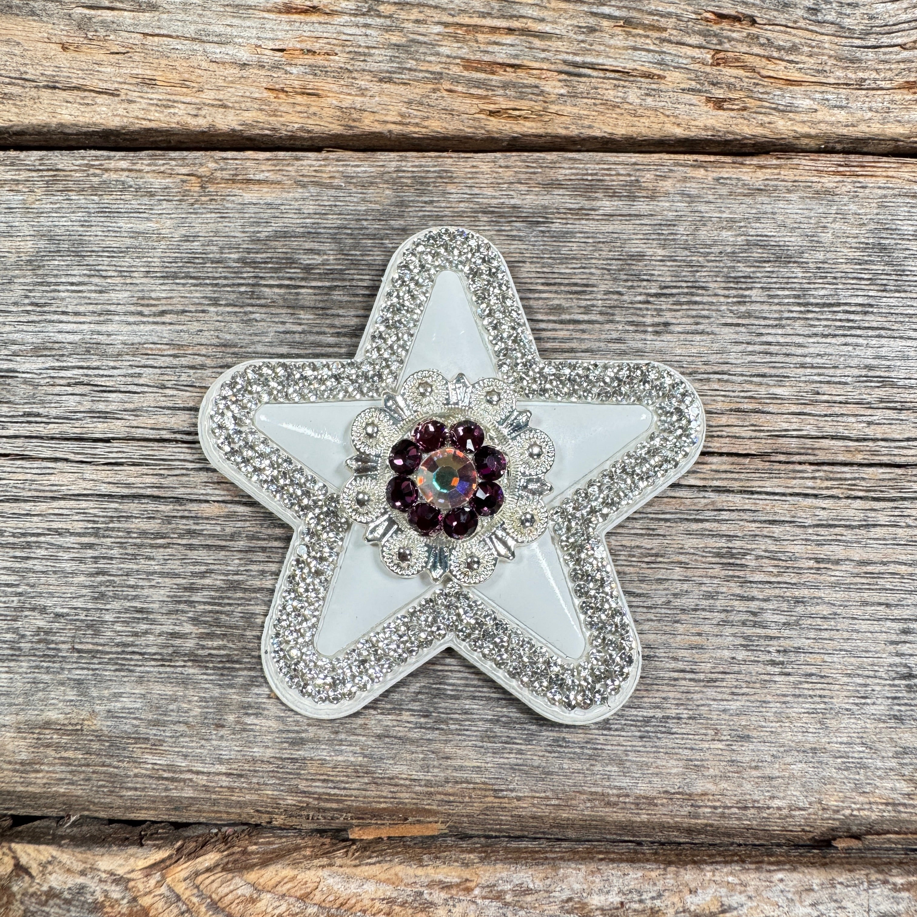 White Small Star Rhinestone Rosette - Assorted Conchos