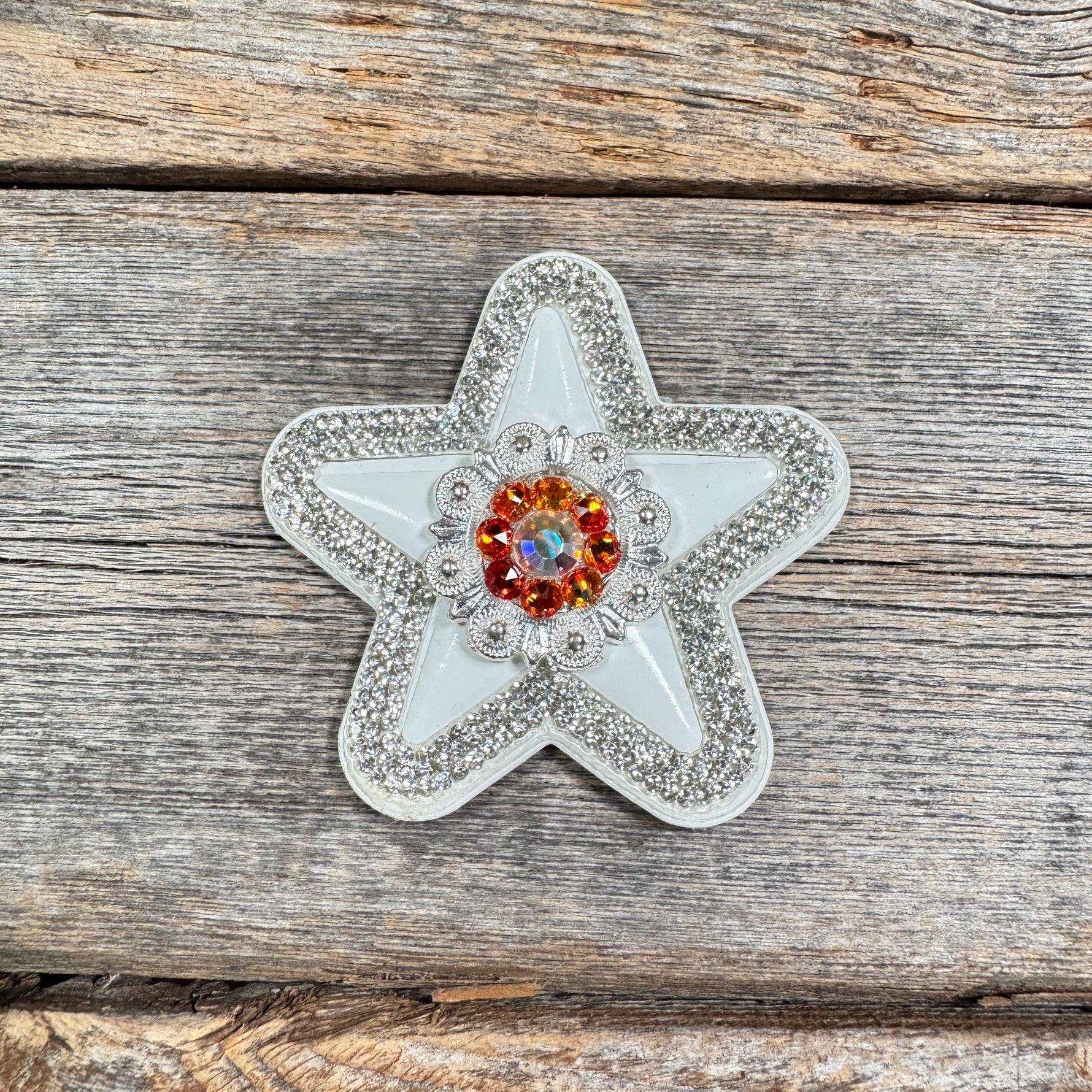 White Small Star Rhinestone Rosette - Assorted Conchos