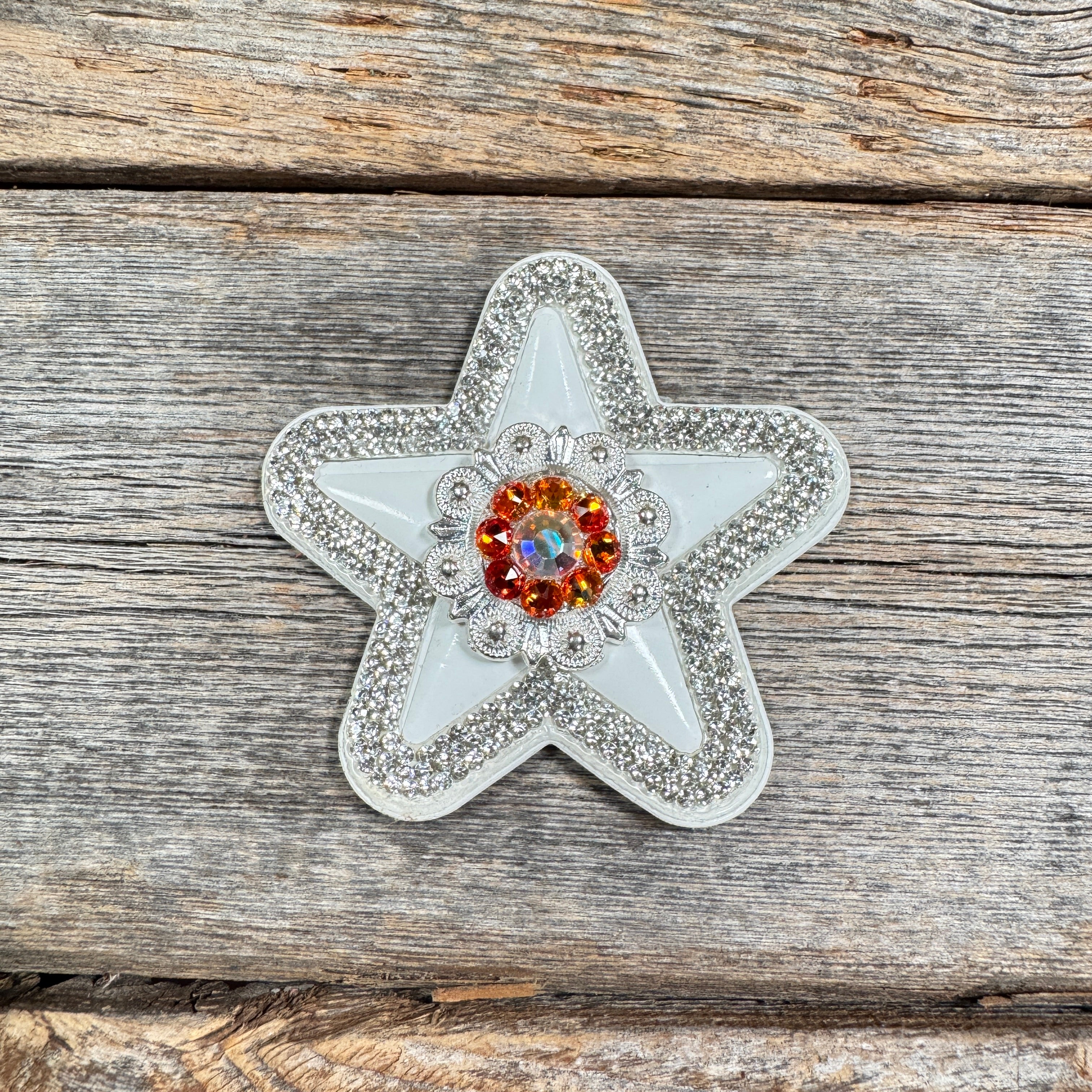 White Small Star Rhinestone Rosette - Assorted Conchos