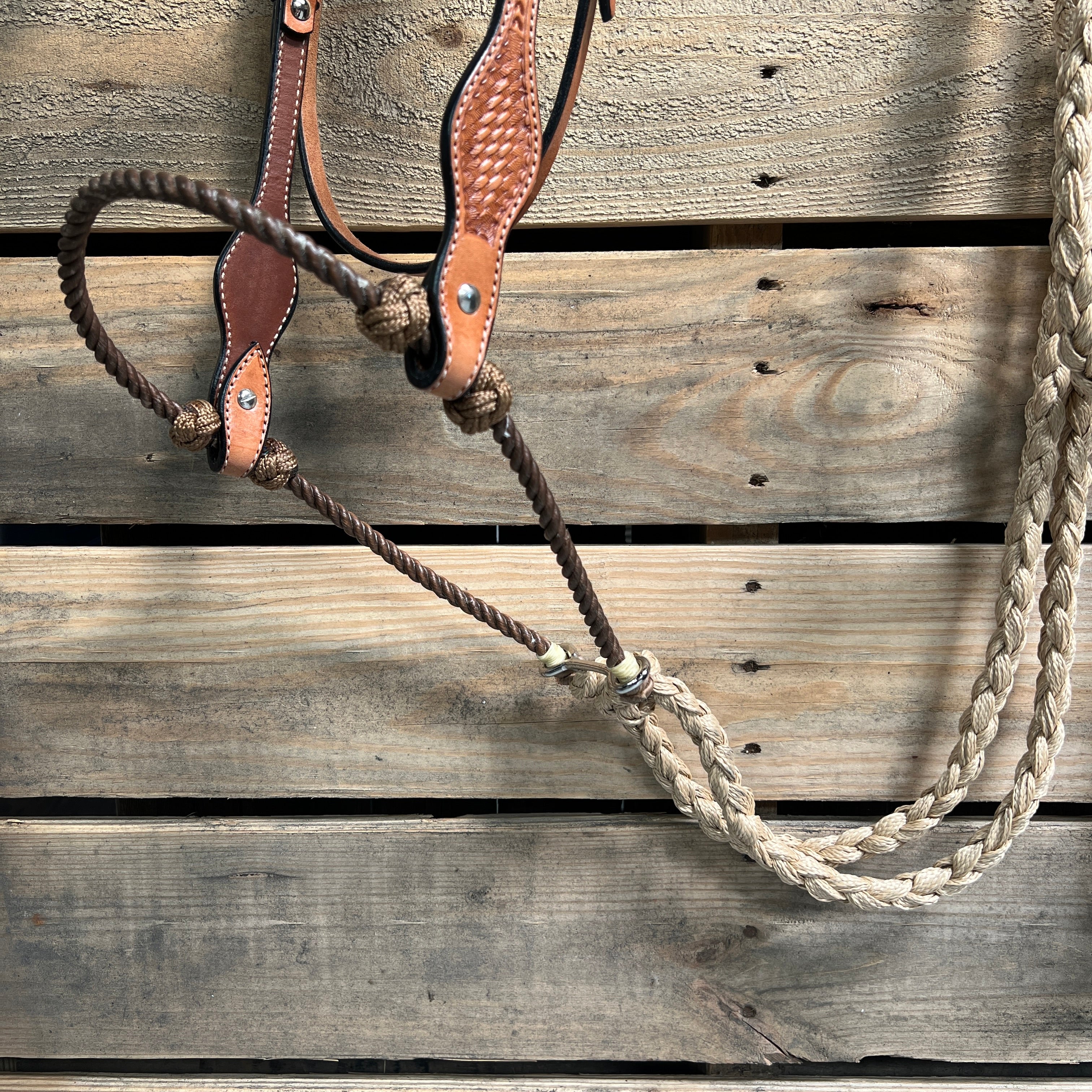 Light Oil Basketweave Tan Loping Hackamore #LHK013
