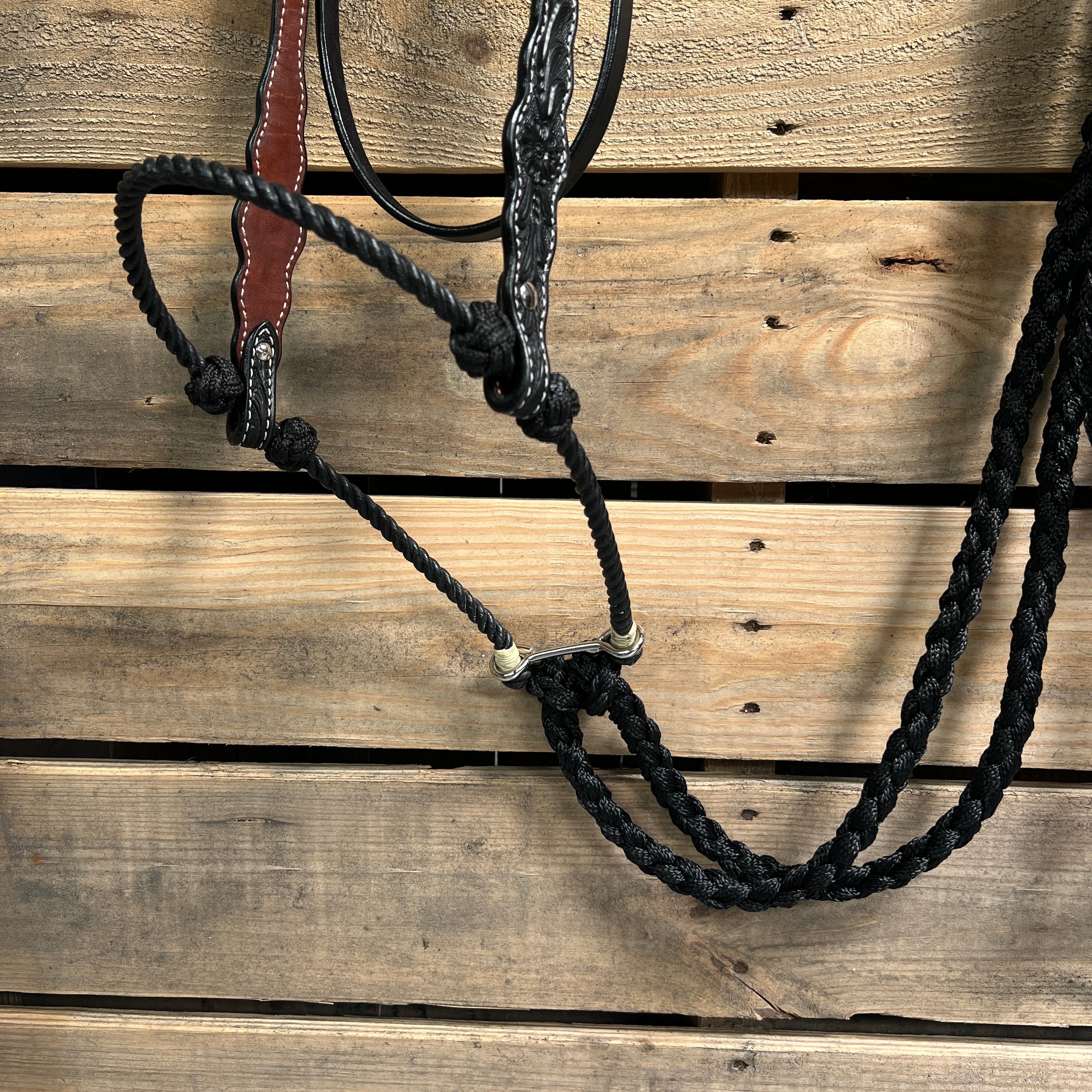 Black Floral Scalloped Black Loping Hackamore #LHK014