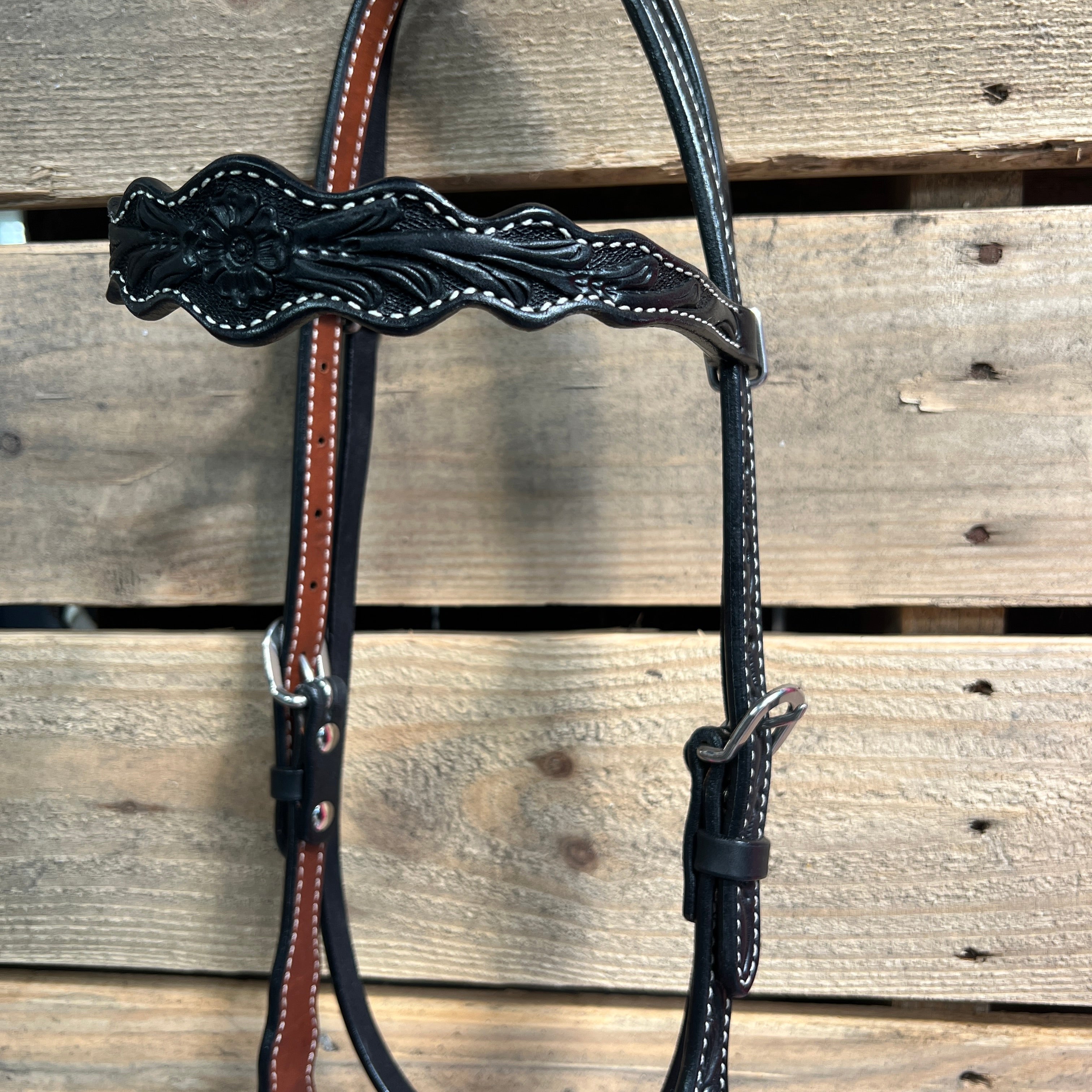 Black Floral Scalloped Neon Pink Loping Hackamore #LHK015