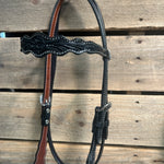 Black Floral Scalloped Turquoise Loping Hackamore #LHK016