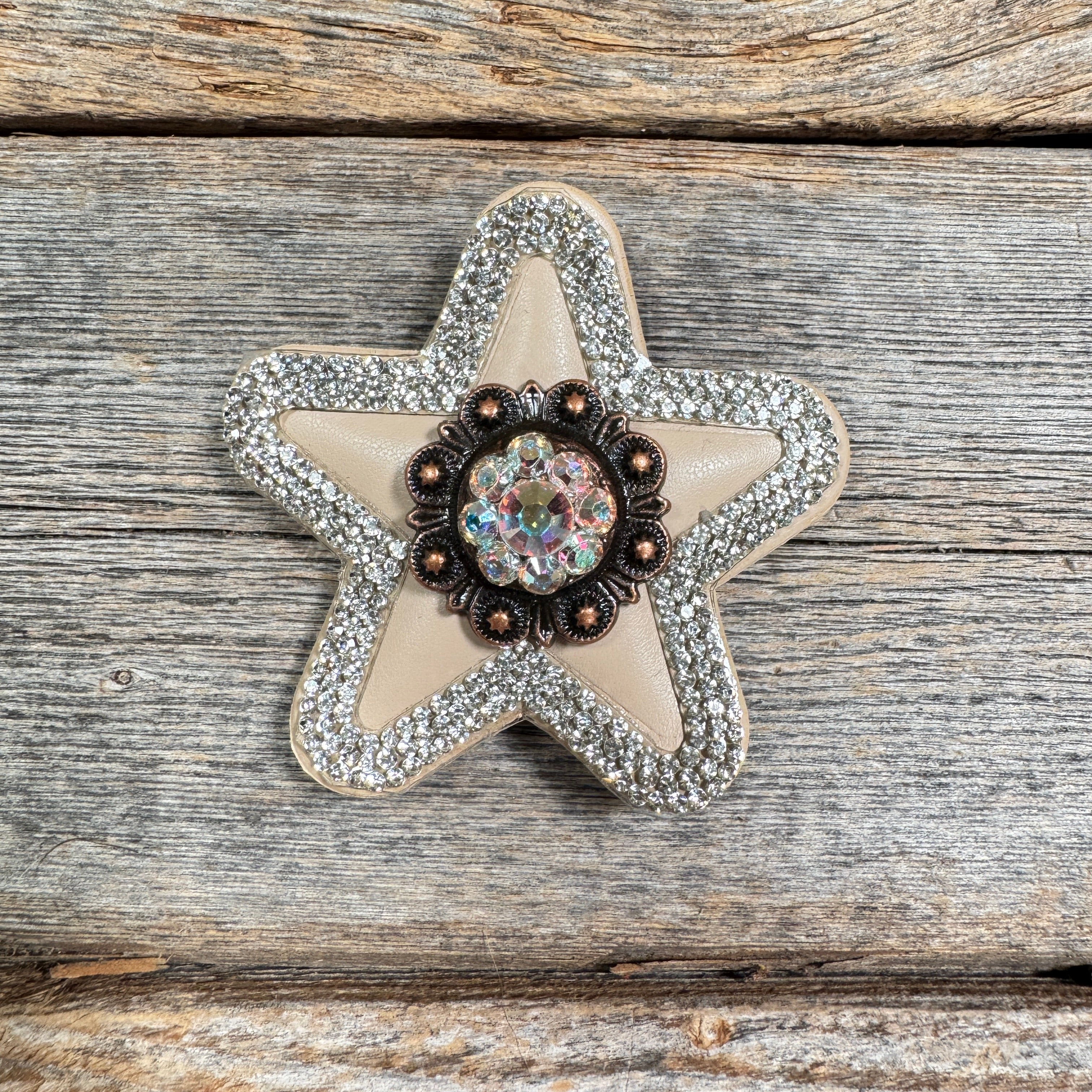 Tan Small Star Rhinestone Rosette - Assorted Conchos