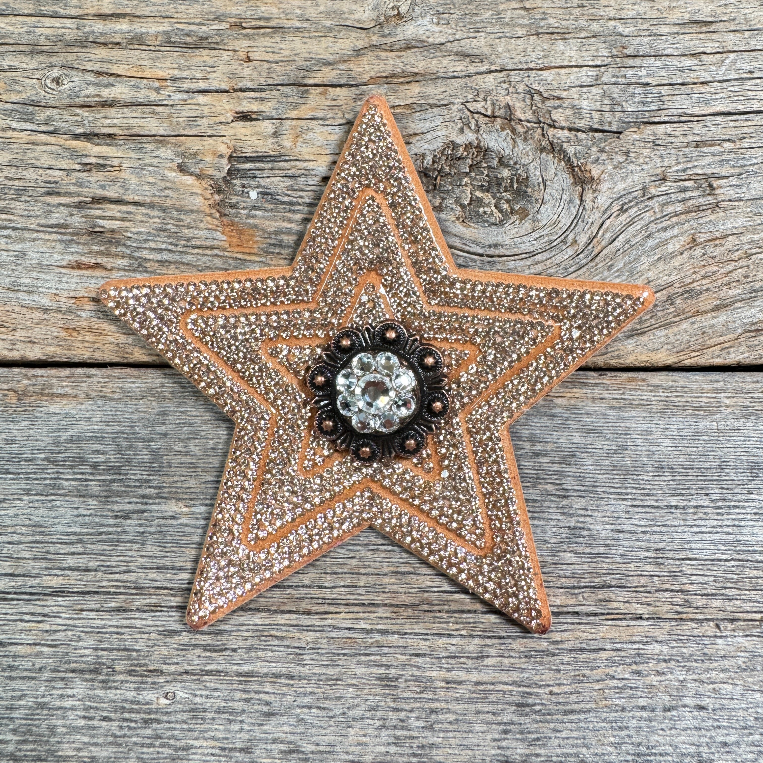 Copper Big Star Rhinestone Rosette - Assorted Conchos