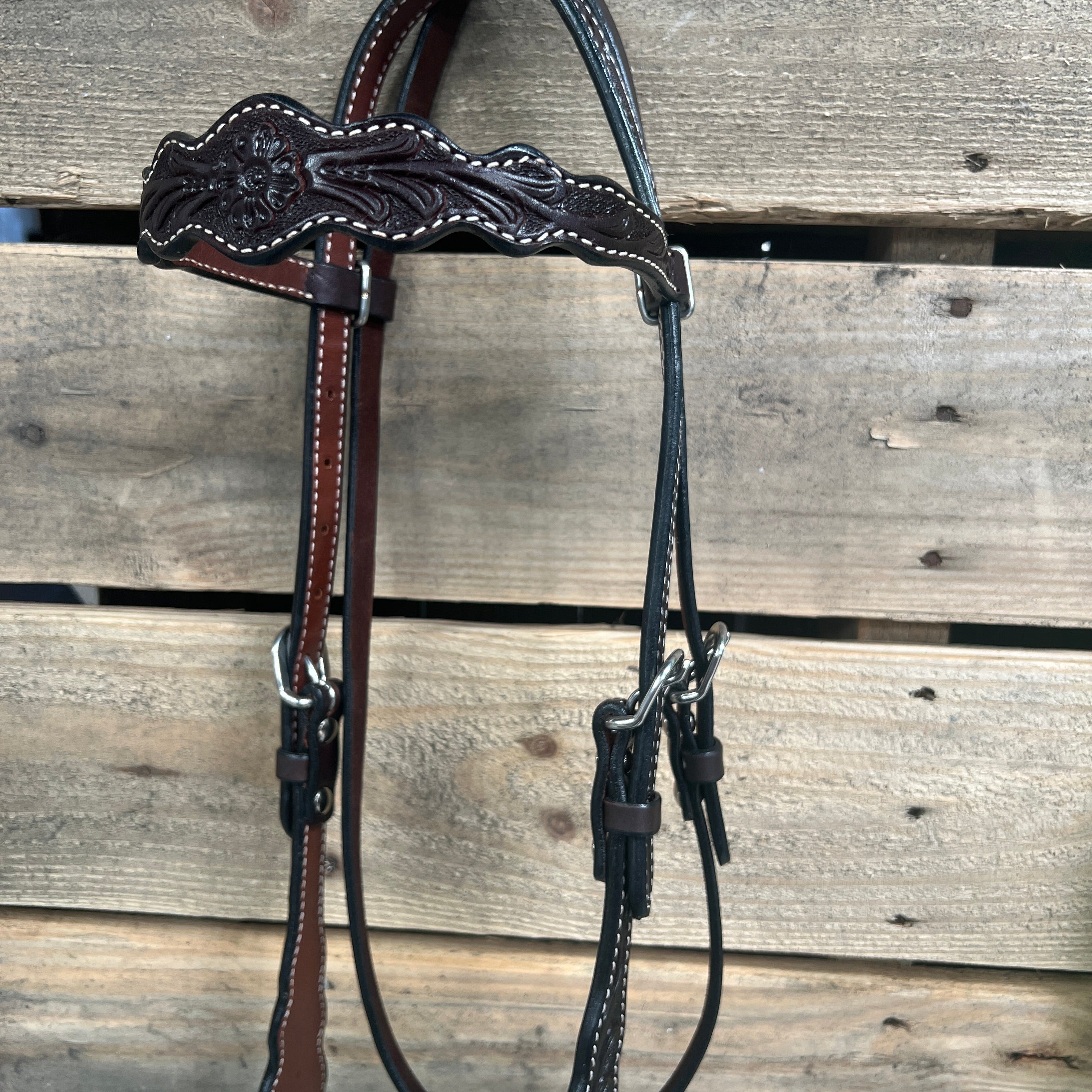 Dark Oil Floral Scalloped Lime Loping Hackamore #LHK019