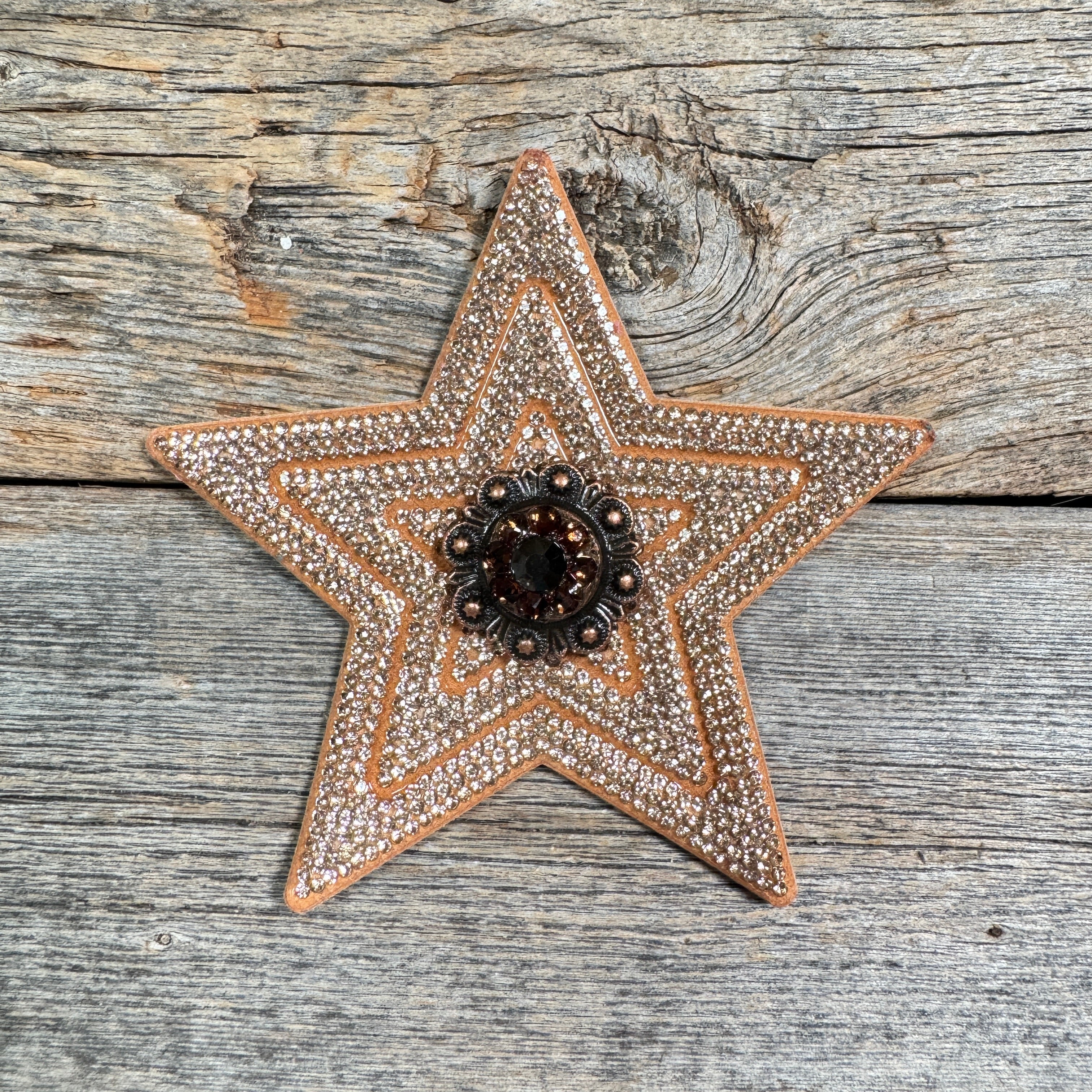 Copper Big Star Rhinestone Rosette - Assorted Conchos