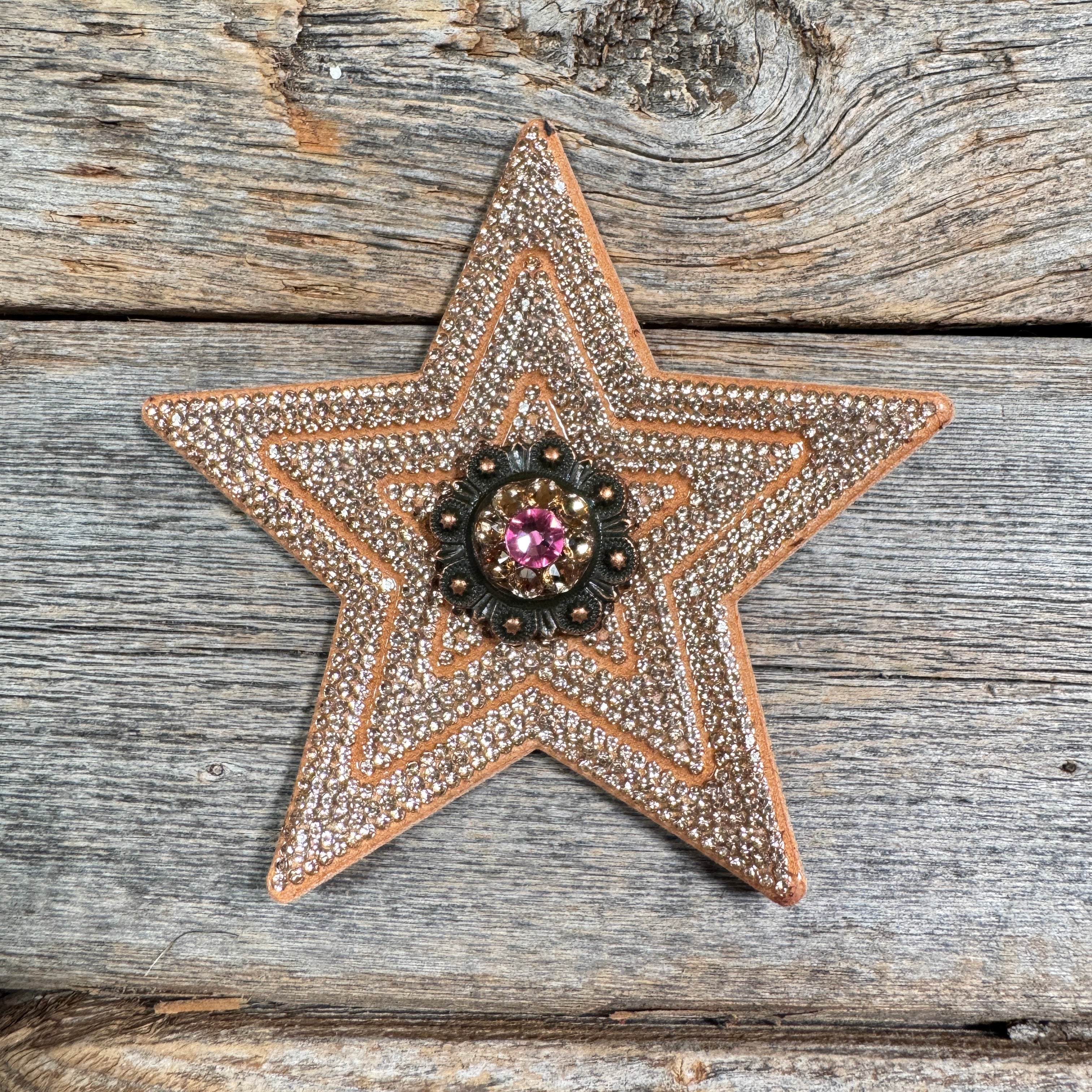 Copper Big Star Rhinestone Rosette - Assorted Conchos