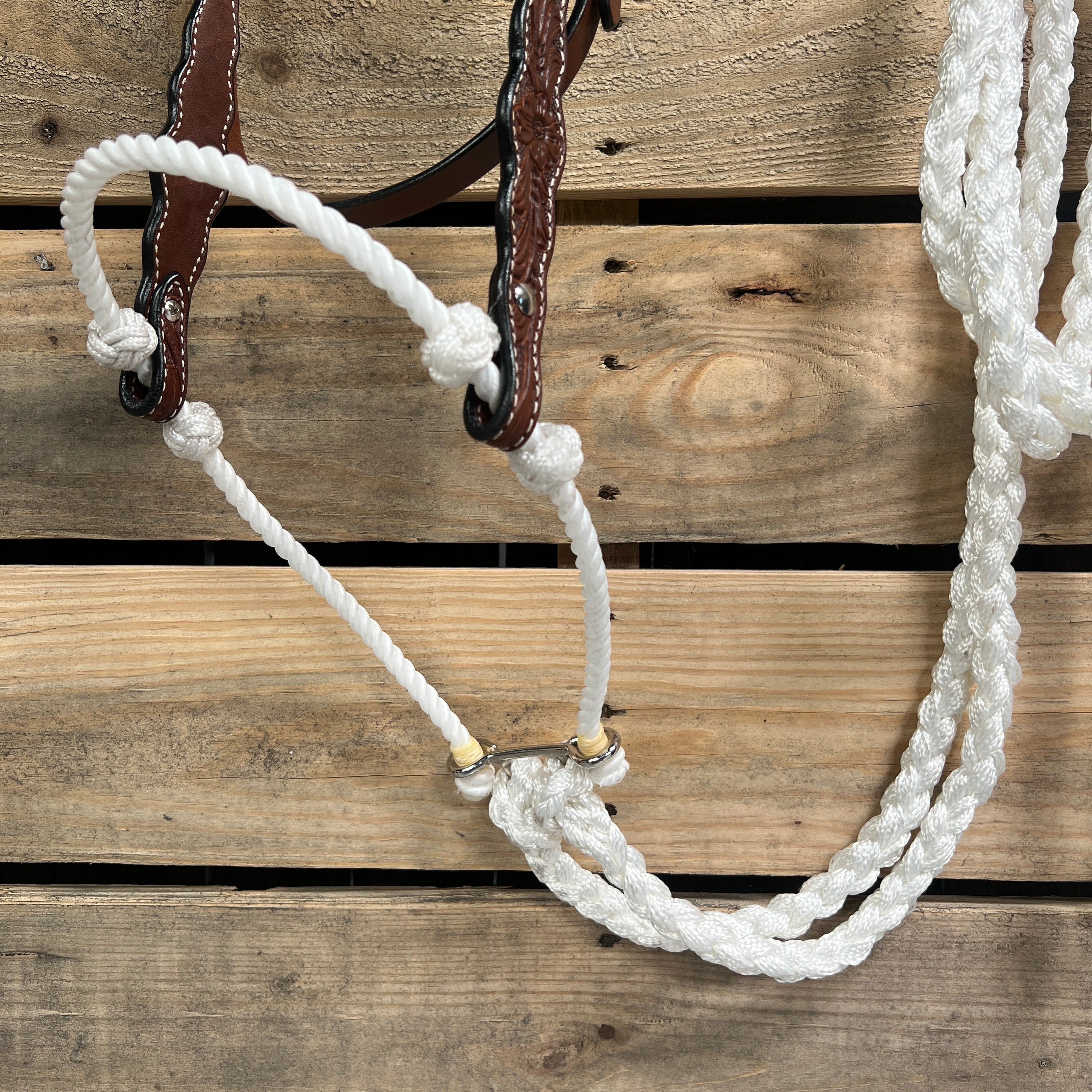 Medium Oil Floral Scalloped White Loping Hackamore #LHK020