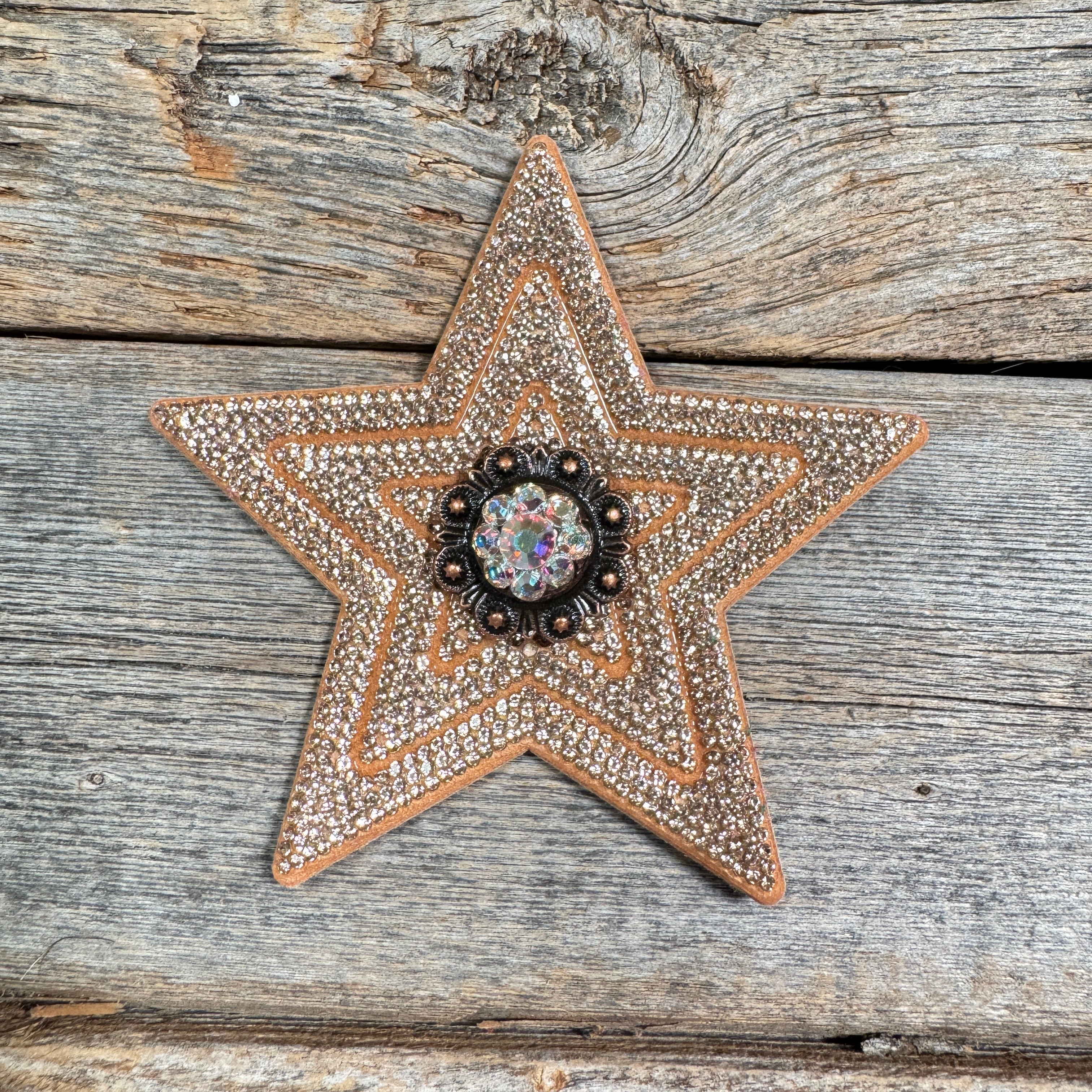 Copper Big Star Rhinestone Rosette - Assorted Conchos
