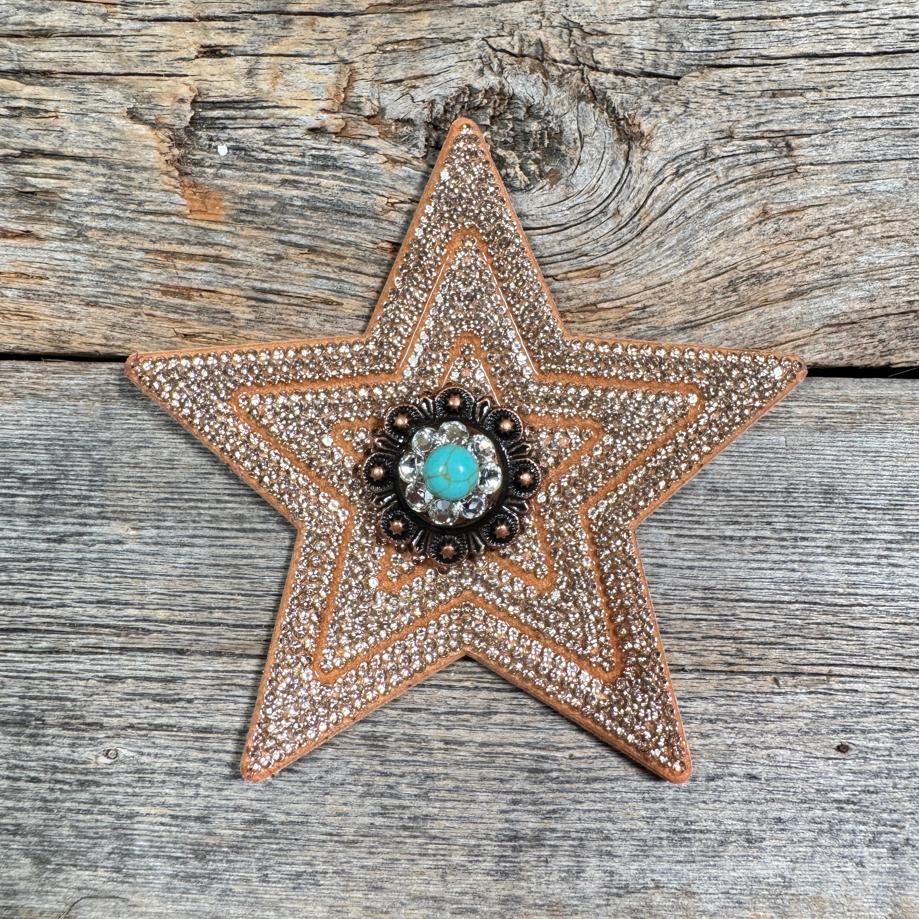 Copper Big Star Rhinestone Rosette - Assorted Conchos
