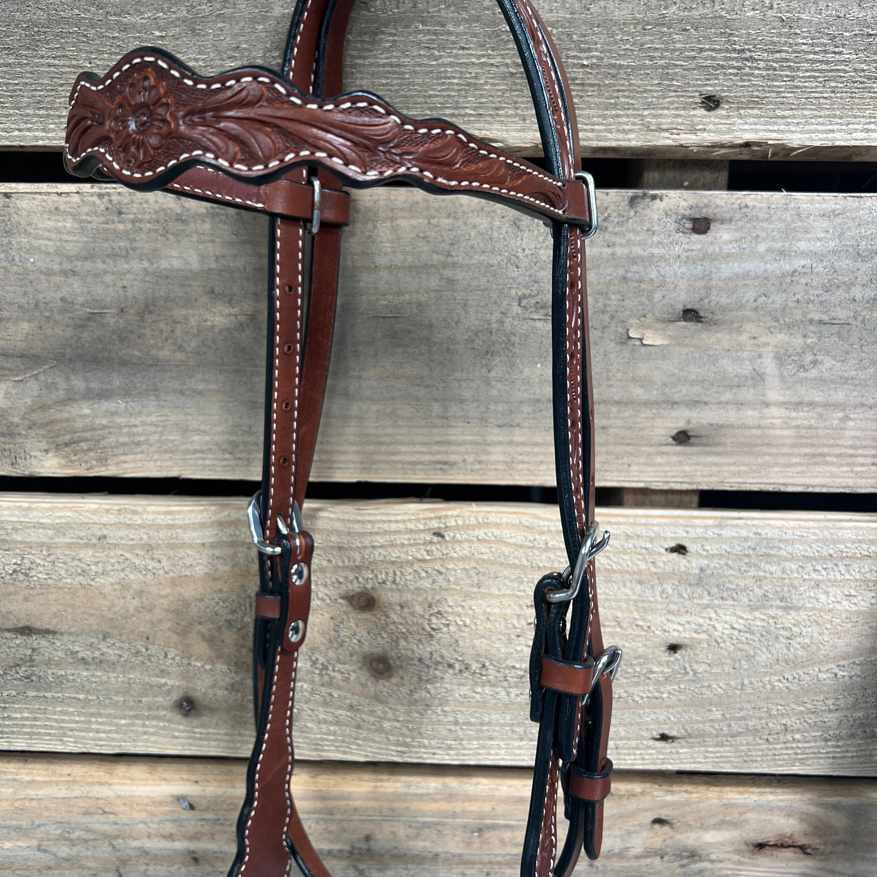 Medium Oil Floral Scalloped Blue Loping Hackamore #LHK021