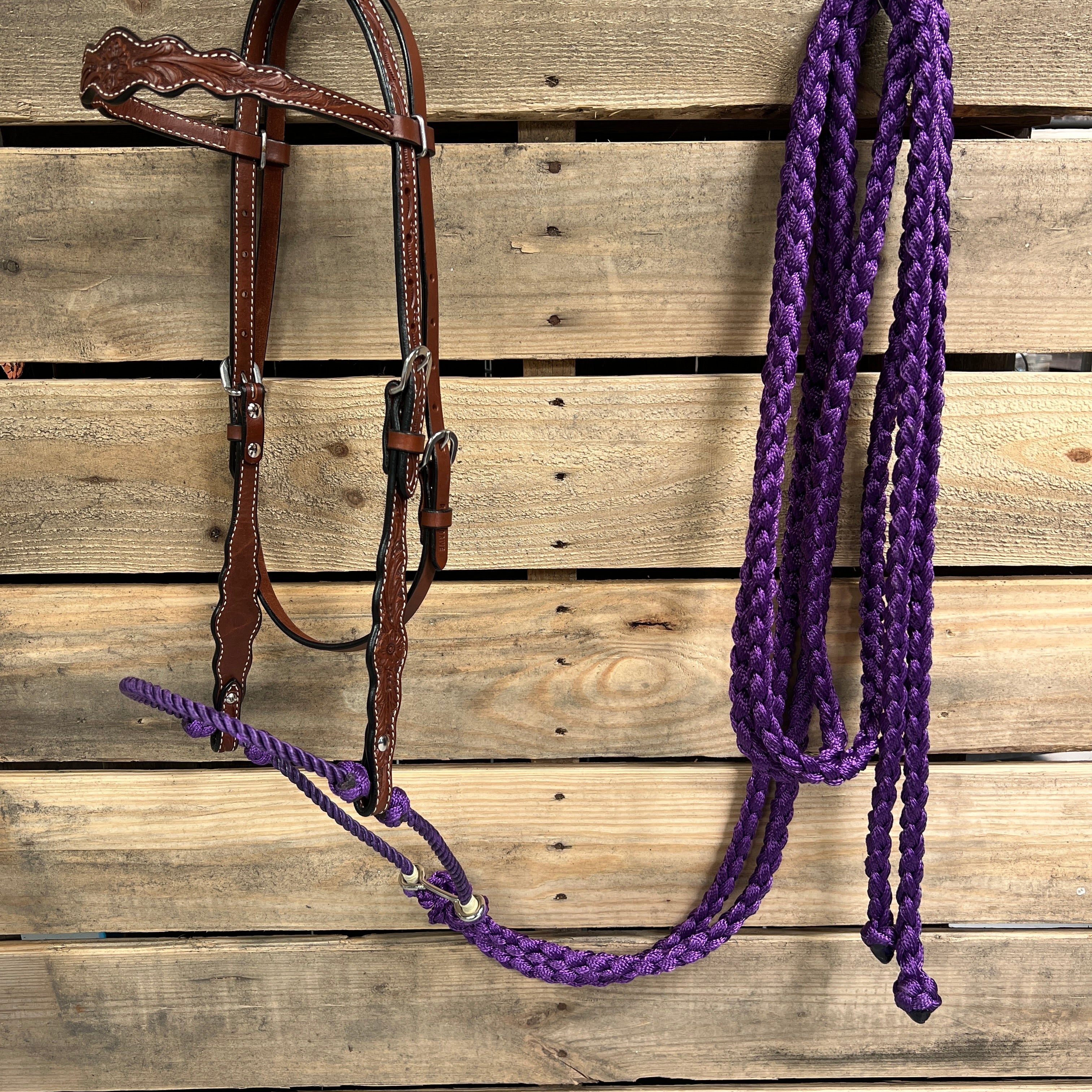 Medium Oil Floral Scalloped Purple Loping Hackamore #LHK022