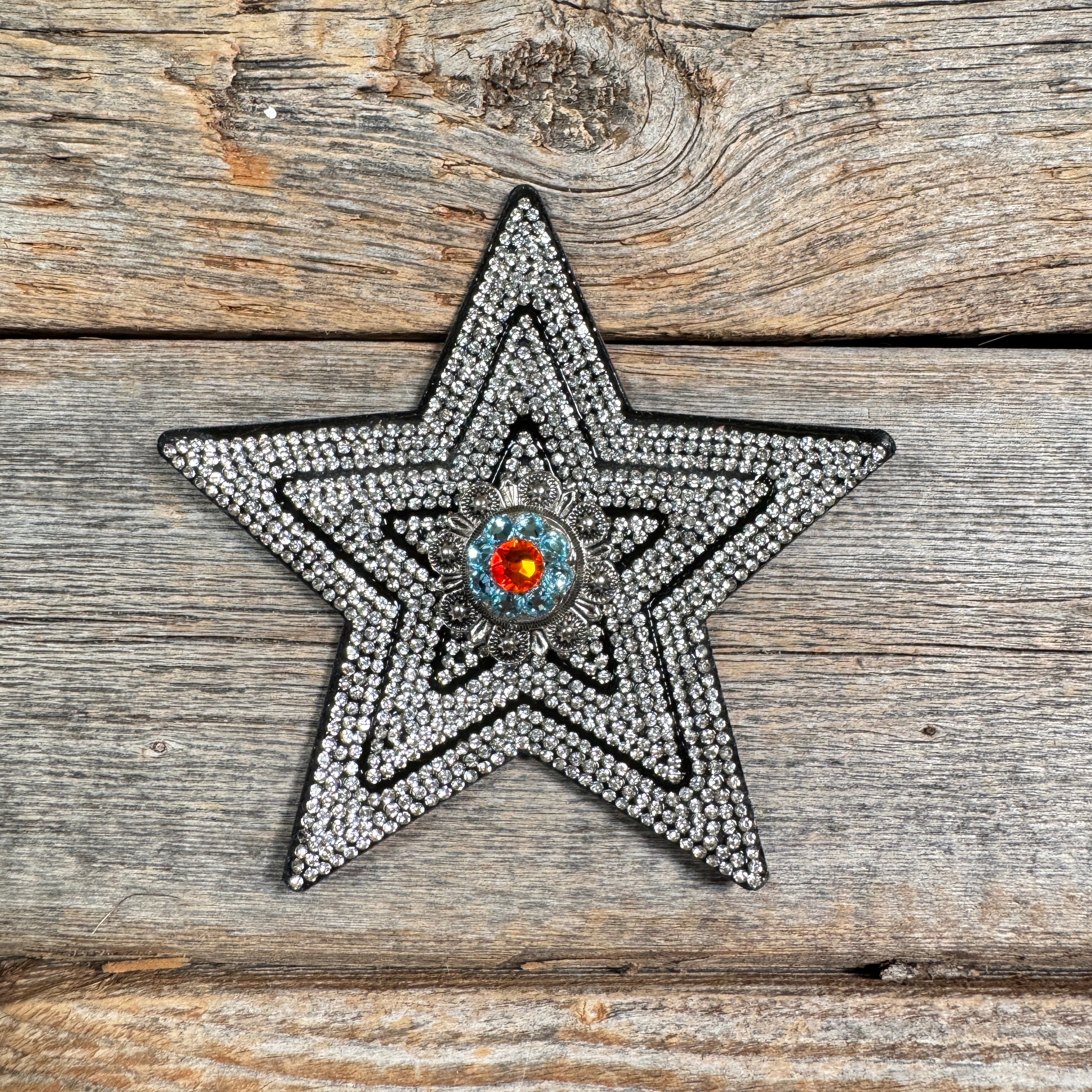 Black Big Star Rhinestone Rosette - Assorted Conchos