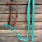 Light Oil Floral Scalloped Turquoise Loping Hackamore #LHK024