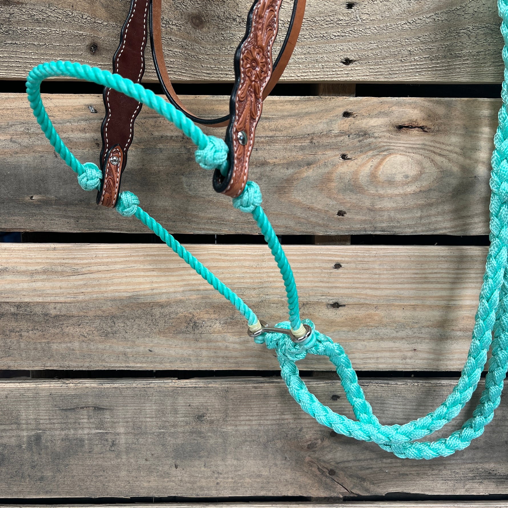 Light Oil Floral Scalloped Turquoise Loping Hackamore #LHK024