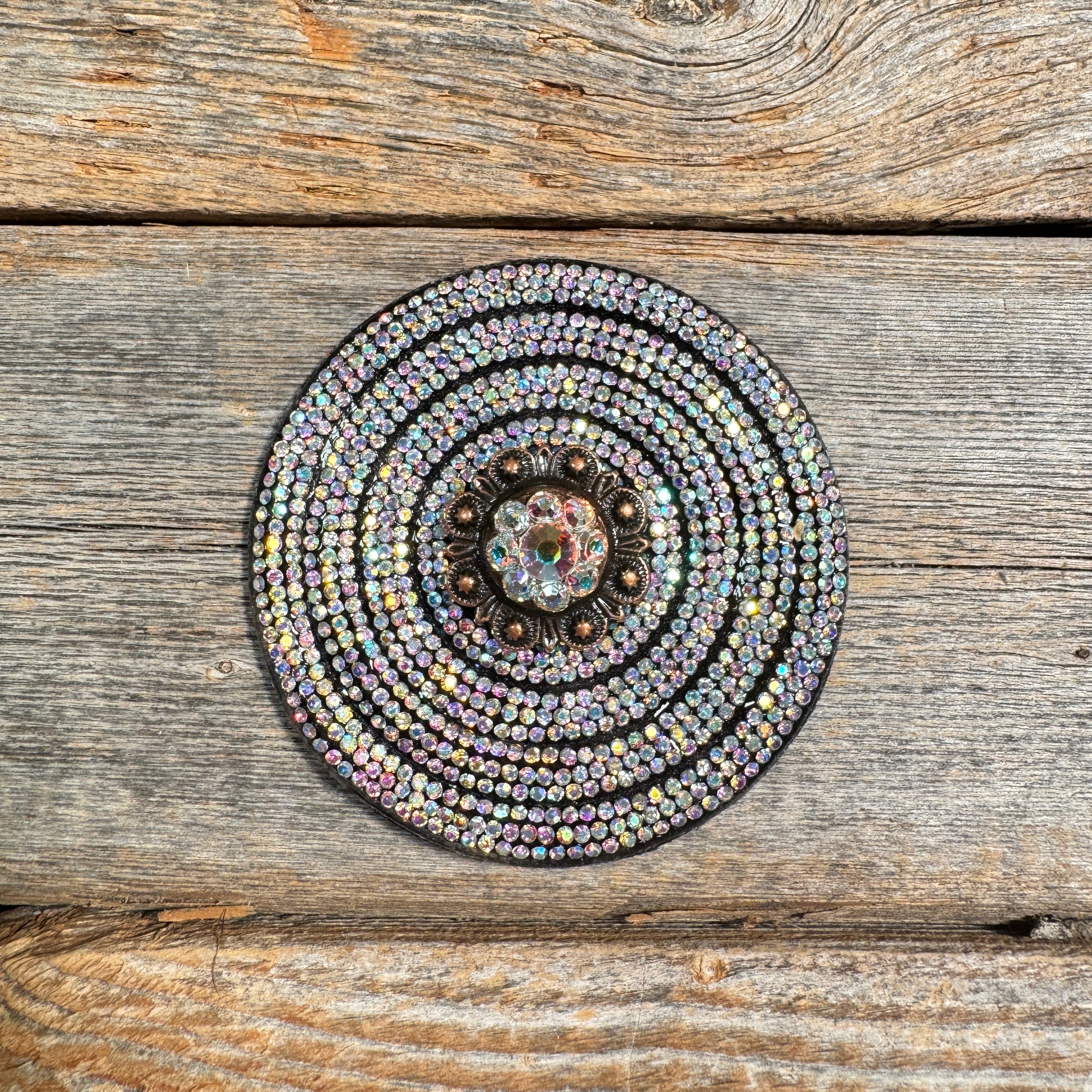 Black AB Circle Rhinestone Rosette - Assorted Conchos