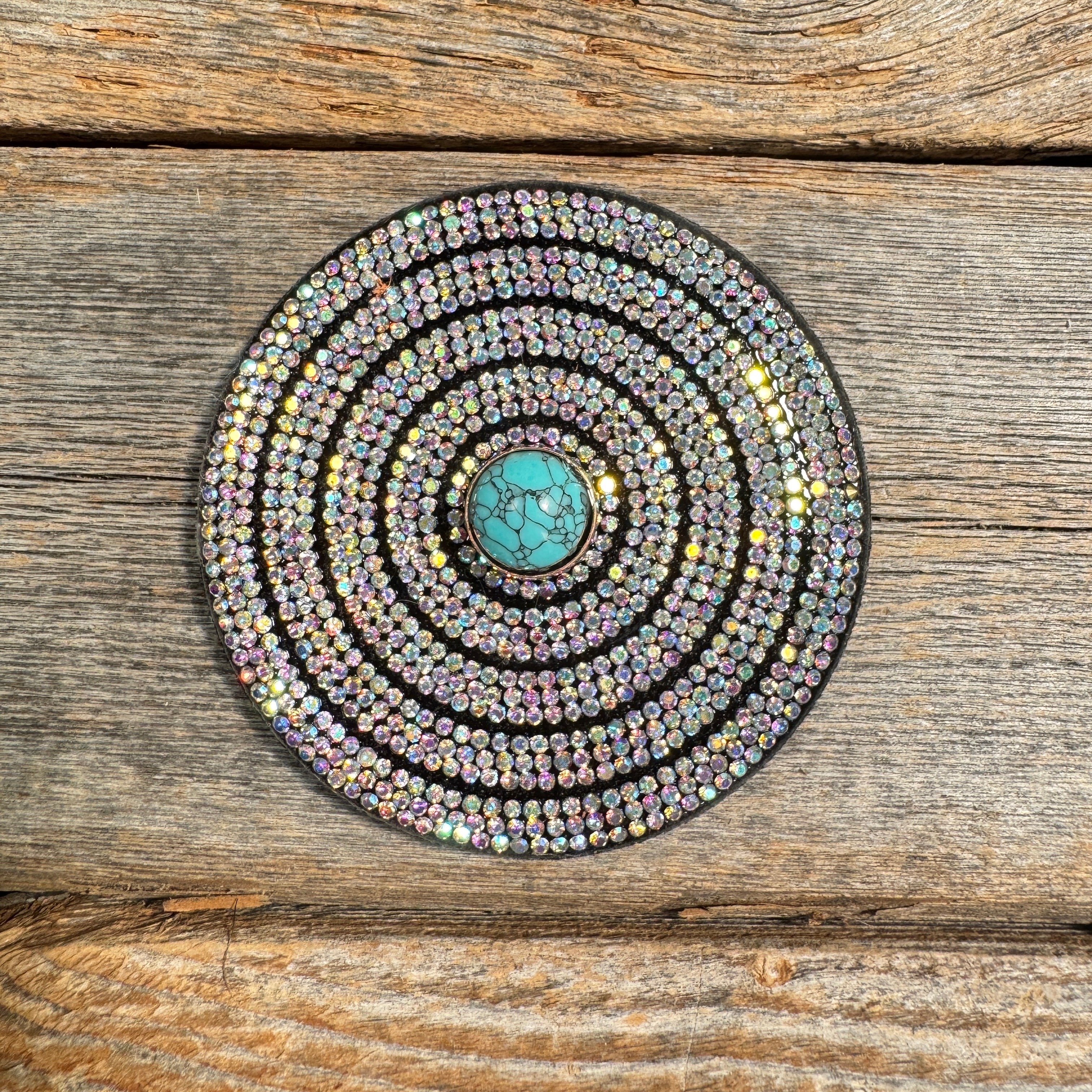 Black AB Circle Rhinestone Rosette - Assorted Conchos
