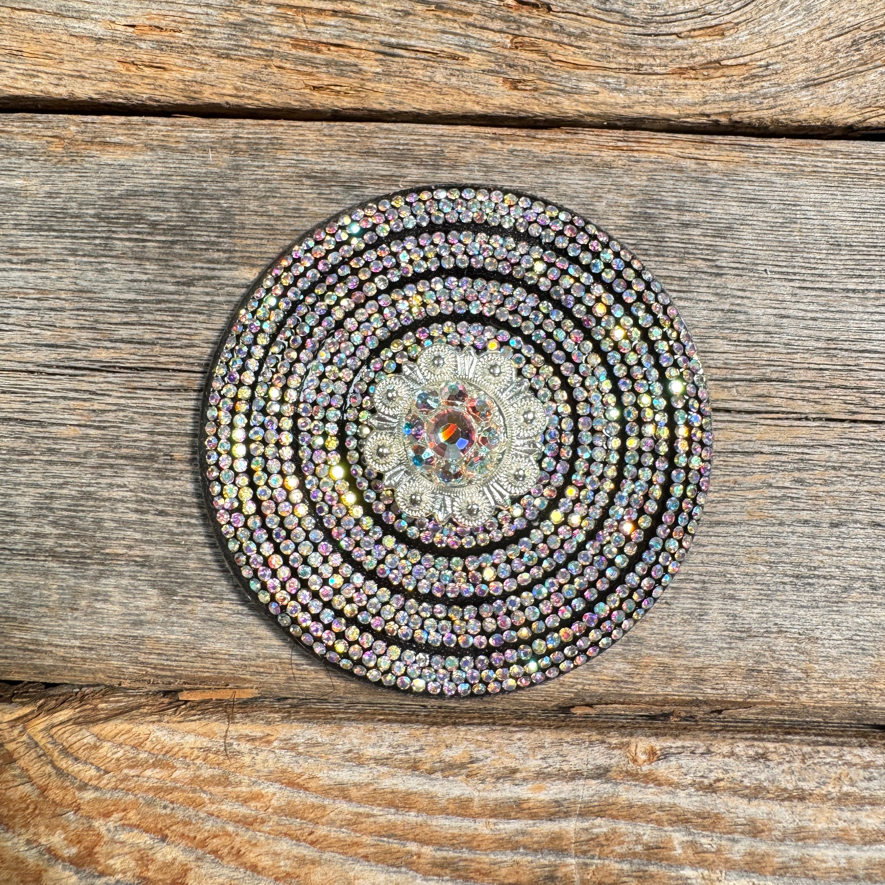 Black AB Circle Rhinestone Rosette - Assorted Conchos