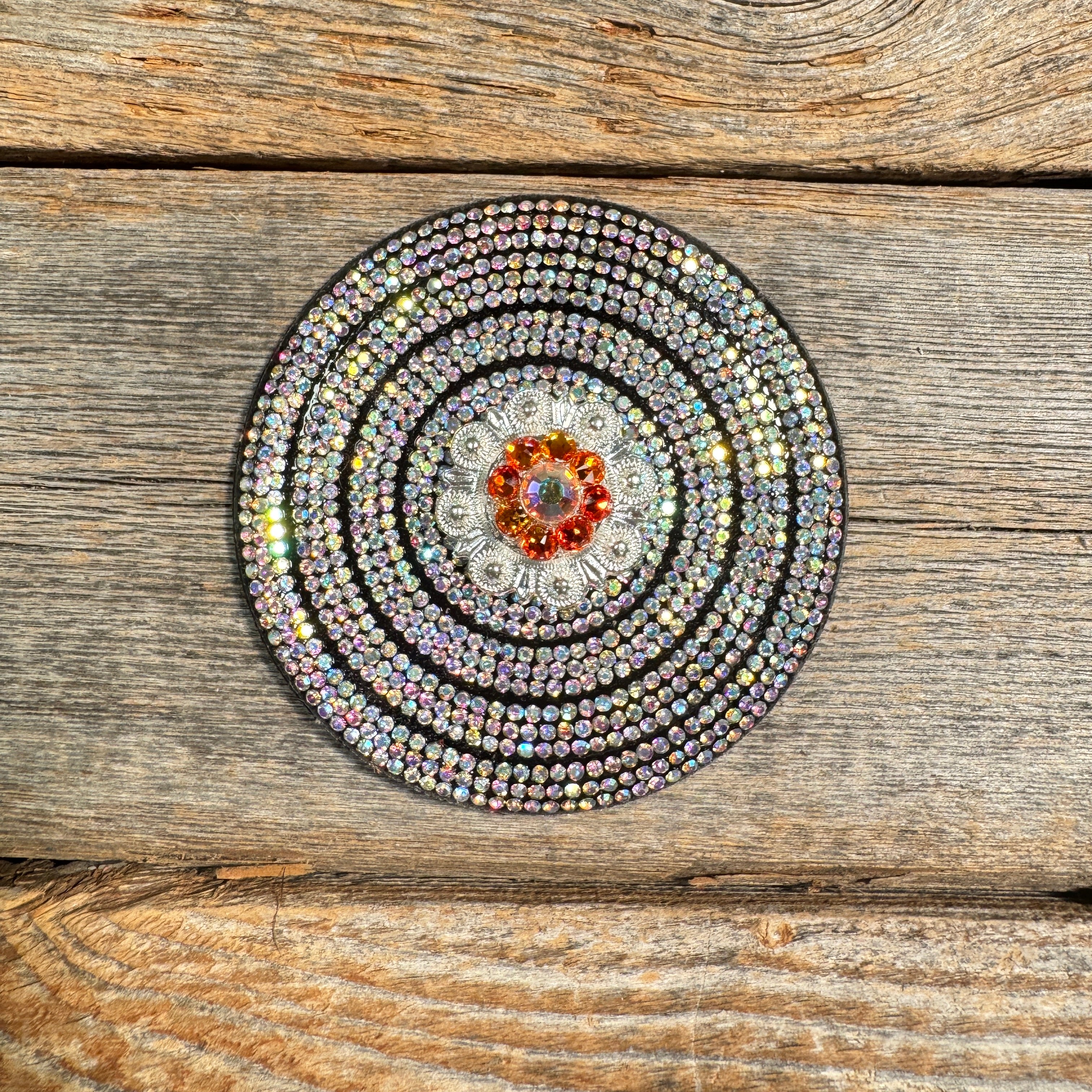 Black AB Circle Rhinestone Rosette - Assorted Conchos