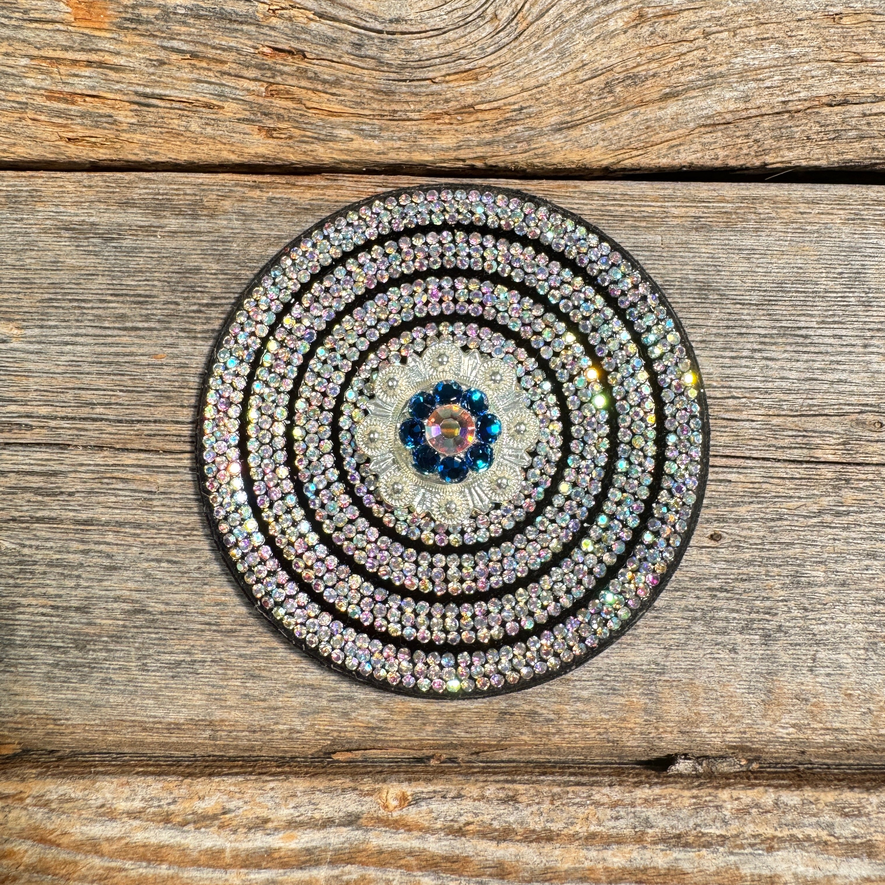 Black AB Circle Rhinestone Rosette - Assorted Conchos