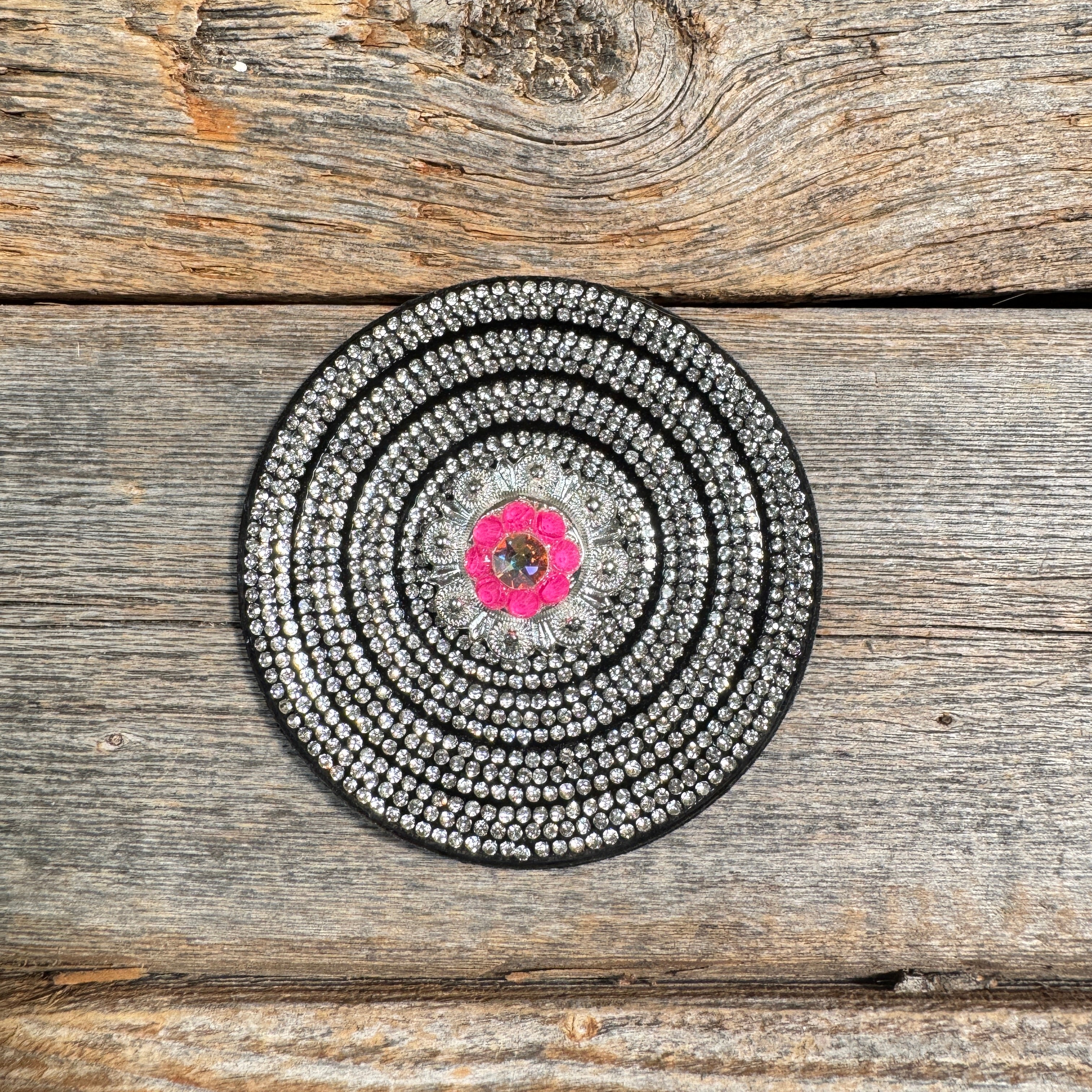 Black Clear Circle Rhinestone Rosette - Assorted Conchos