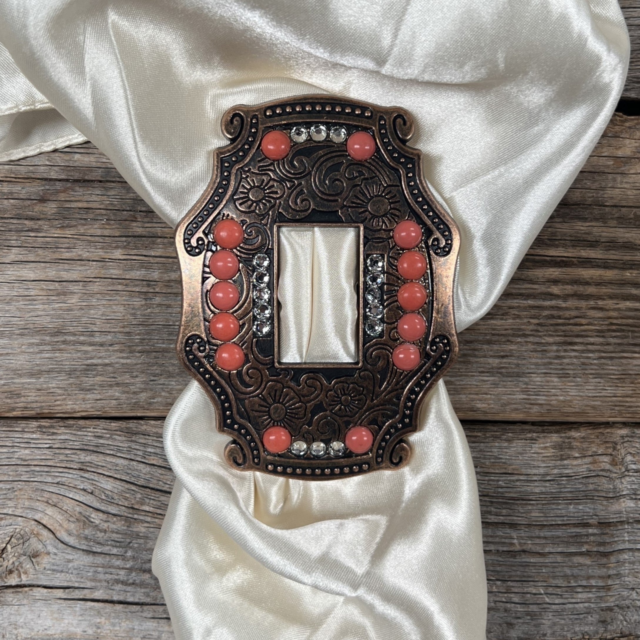 Extra Large Copper Coral and Clear Buckle Slide SCOCOCL