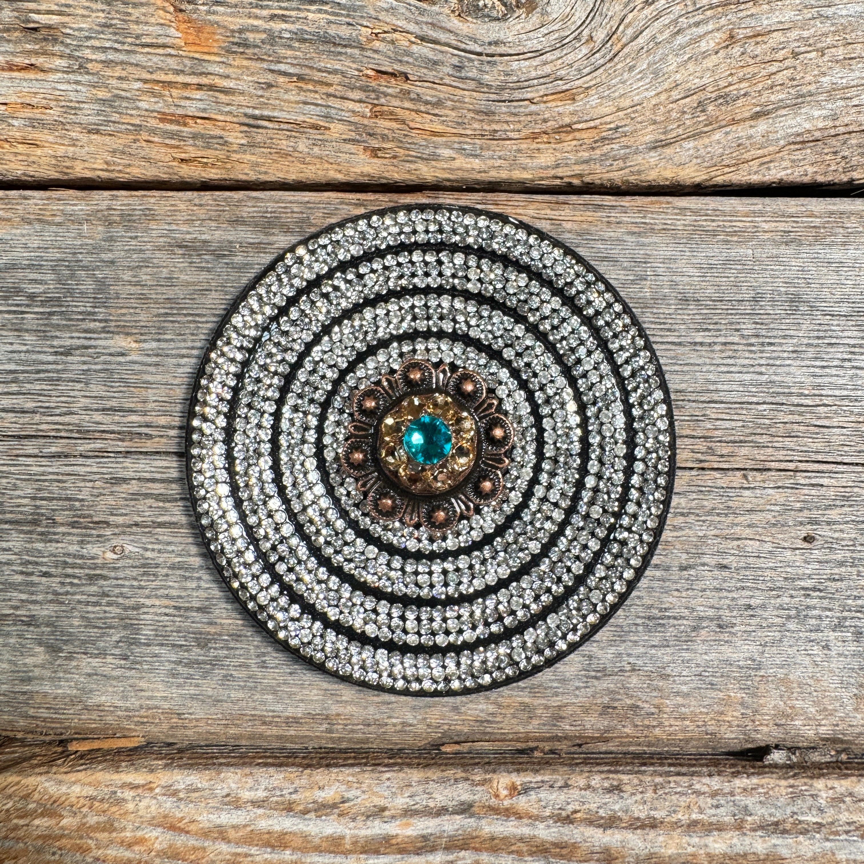 Black Clear Circle Rhinestone Rosette - Assorted Conchos