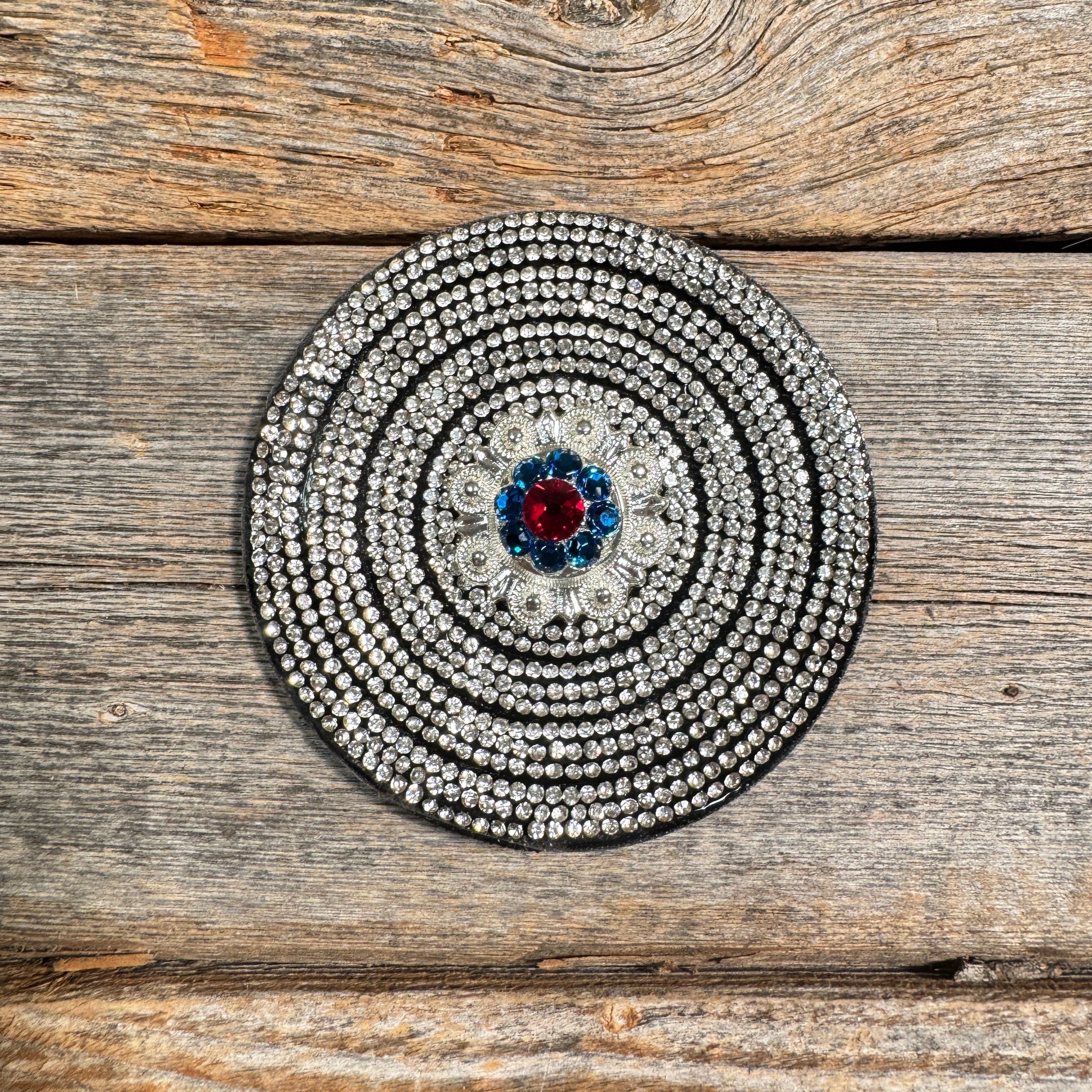 Black Clear Circle Rhinestone Rosette - Assorted Conchos