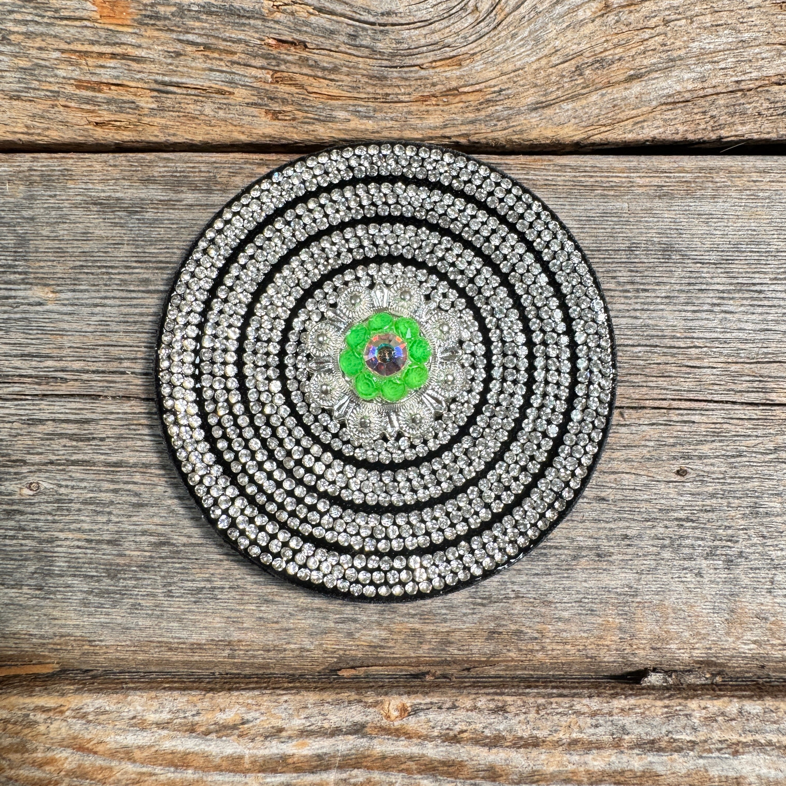Black Clear Circle Rhinestone Rosette - Assorted Conchos