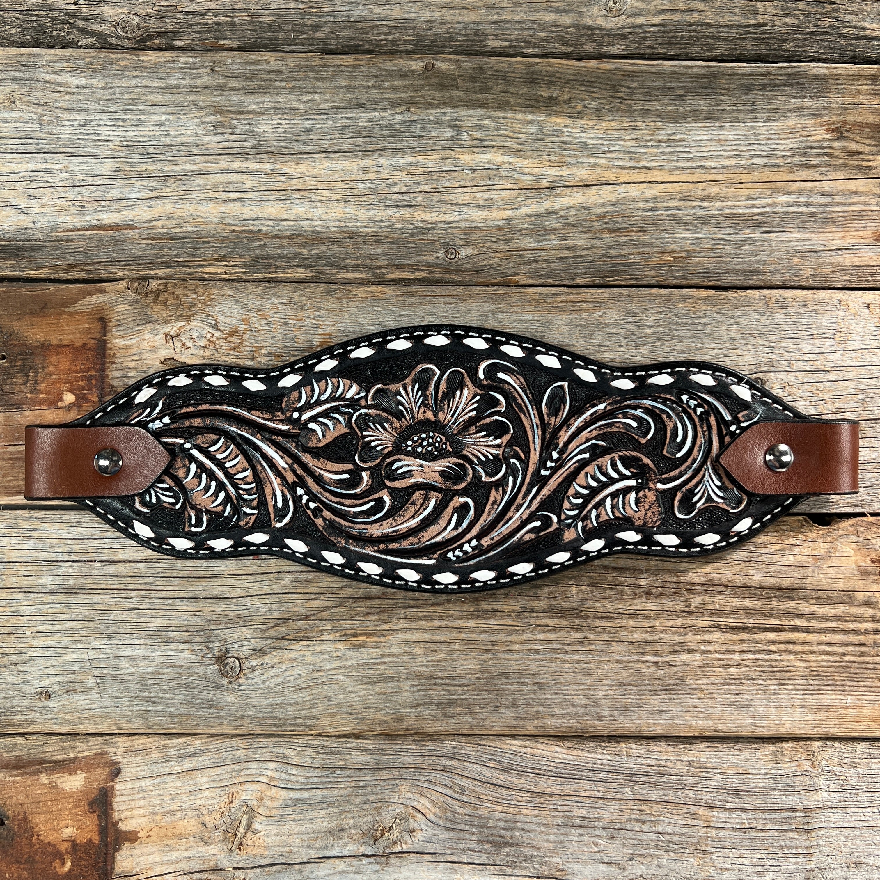 Dark Oil With Buckstitching  Bronc Noseband
