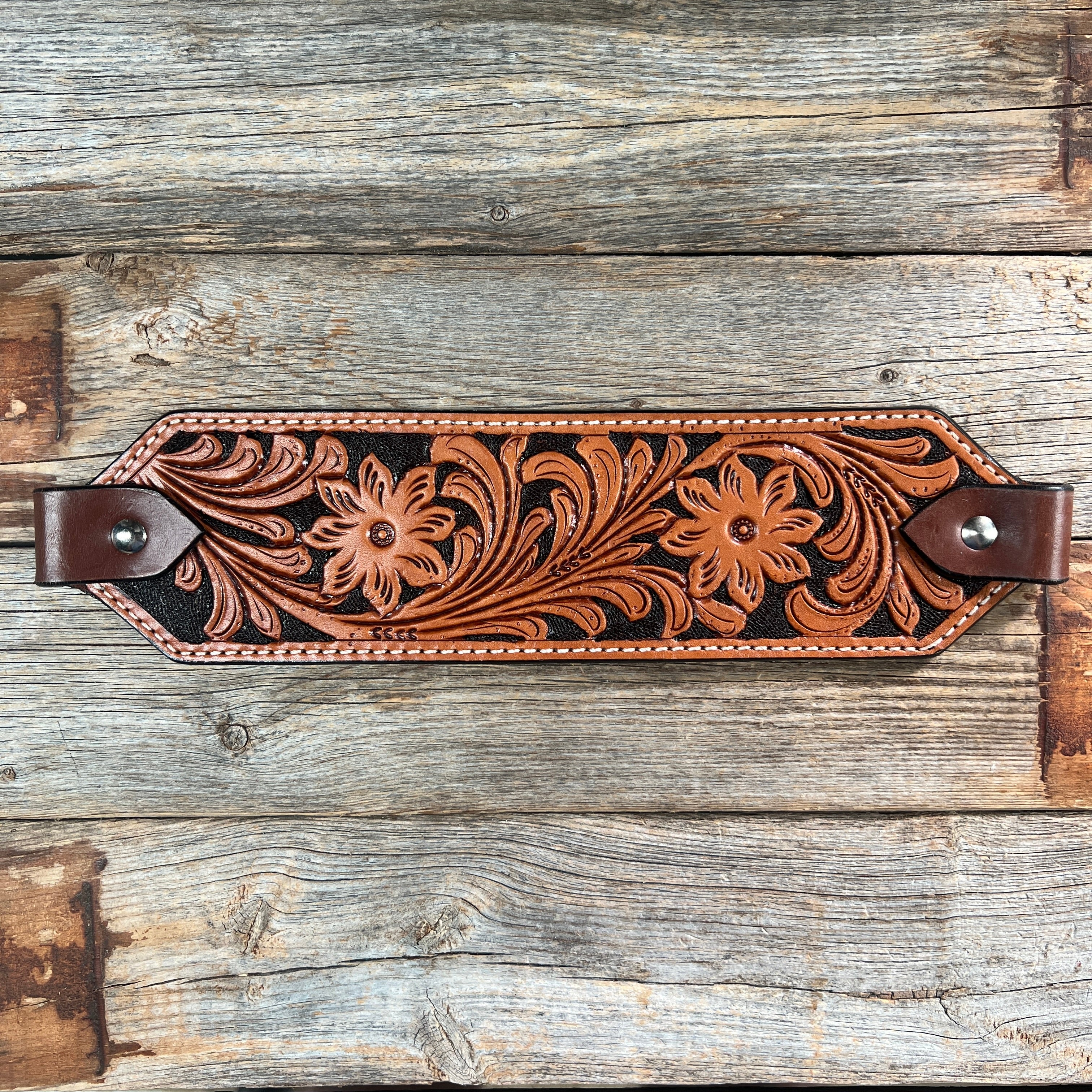 Light Oil Floral with Black Bronc Noseband