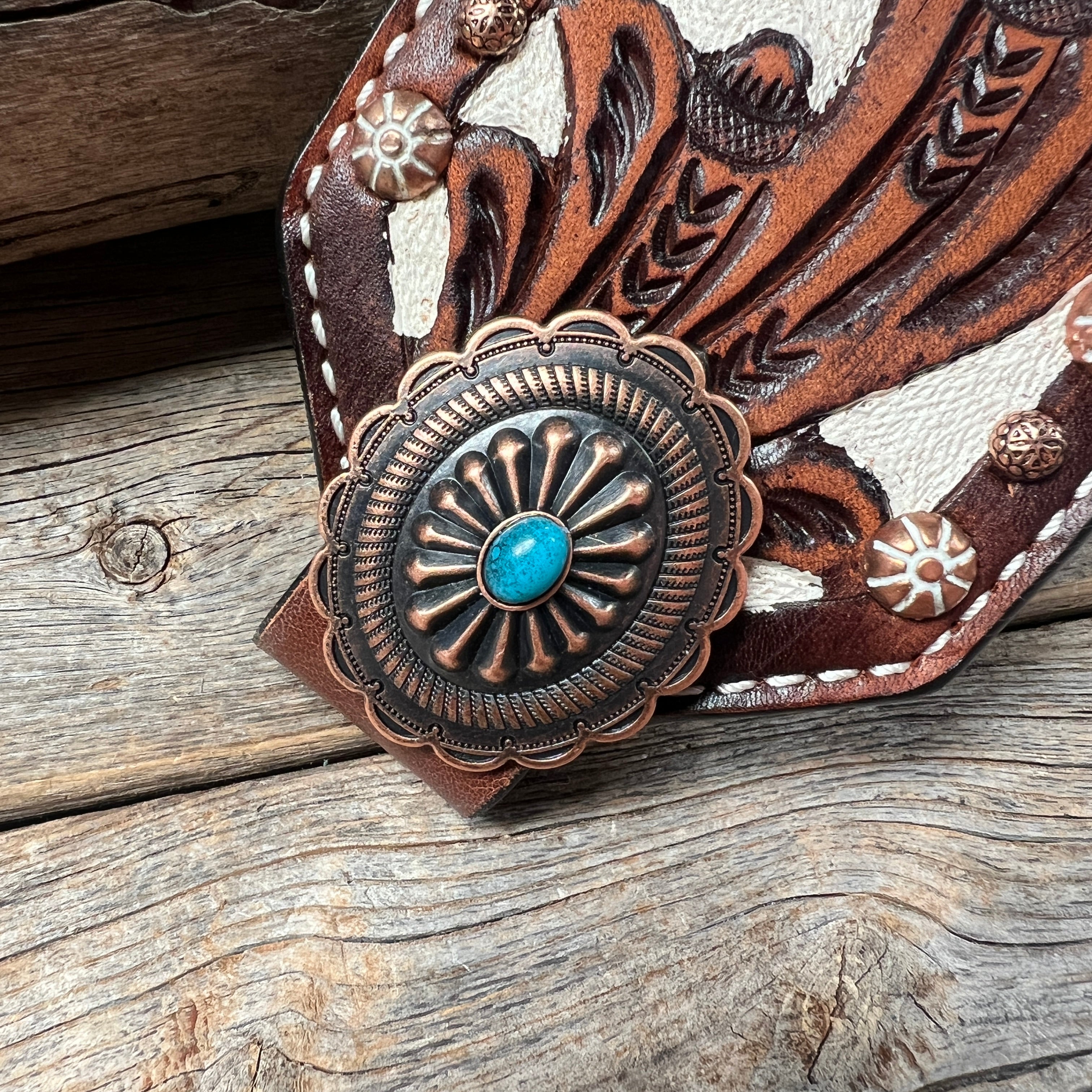 Bronc Noseband With Turquoise Conchos #BNCTTQ1