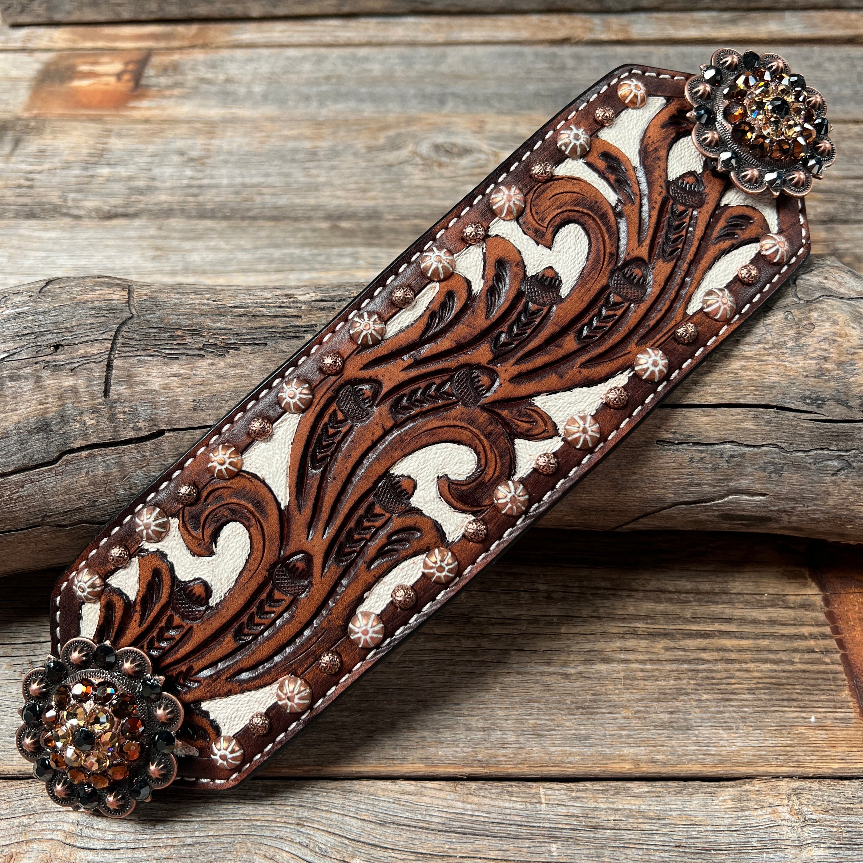 Bronc Noseband With European Copper Conchos