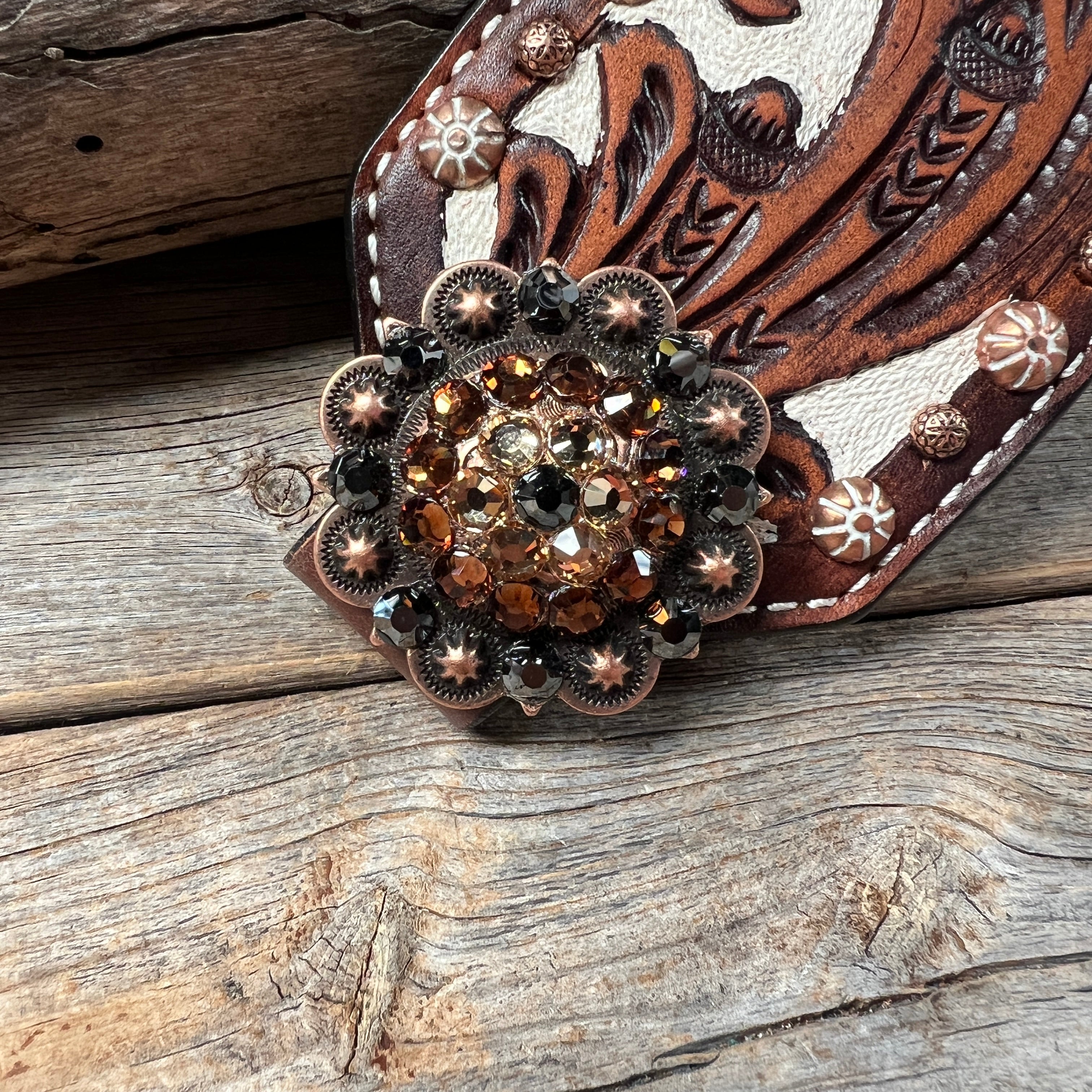 Bronc Noseband With European Copper Conchos