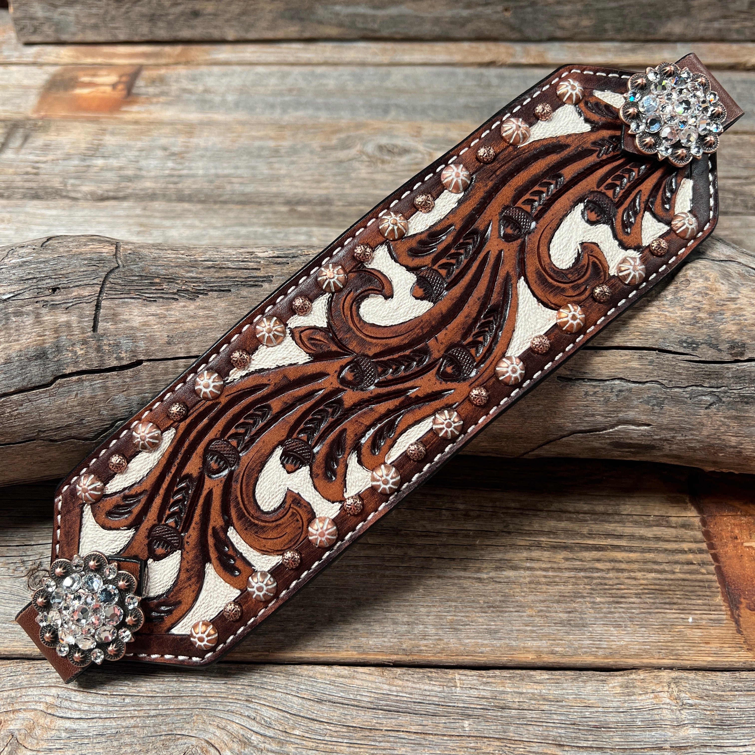 Bronc Noseband With  European Copper Conchos