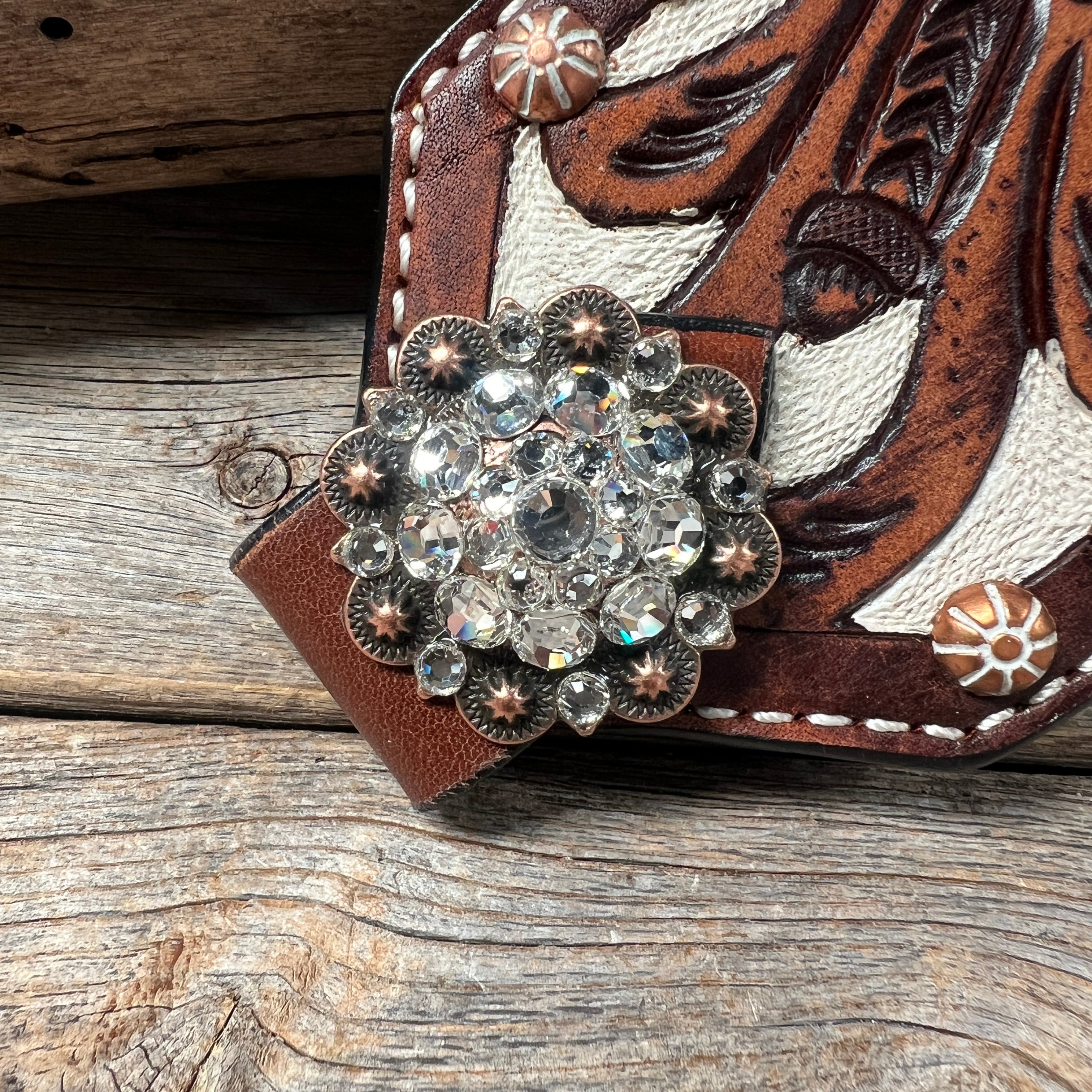 Bronc Noseband With  European Copper Conchos
