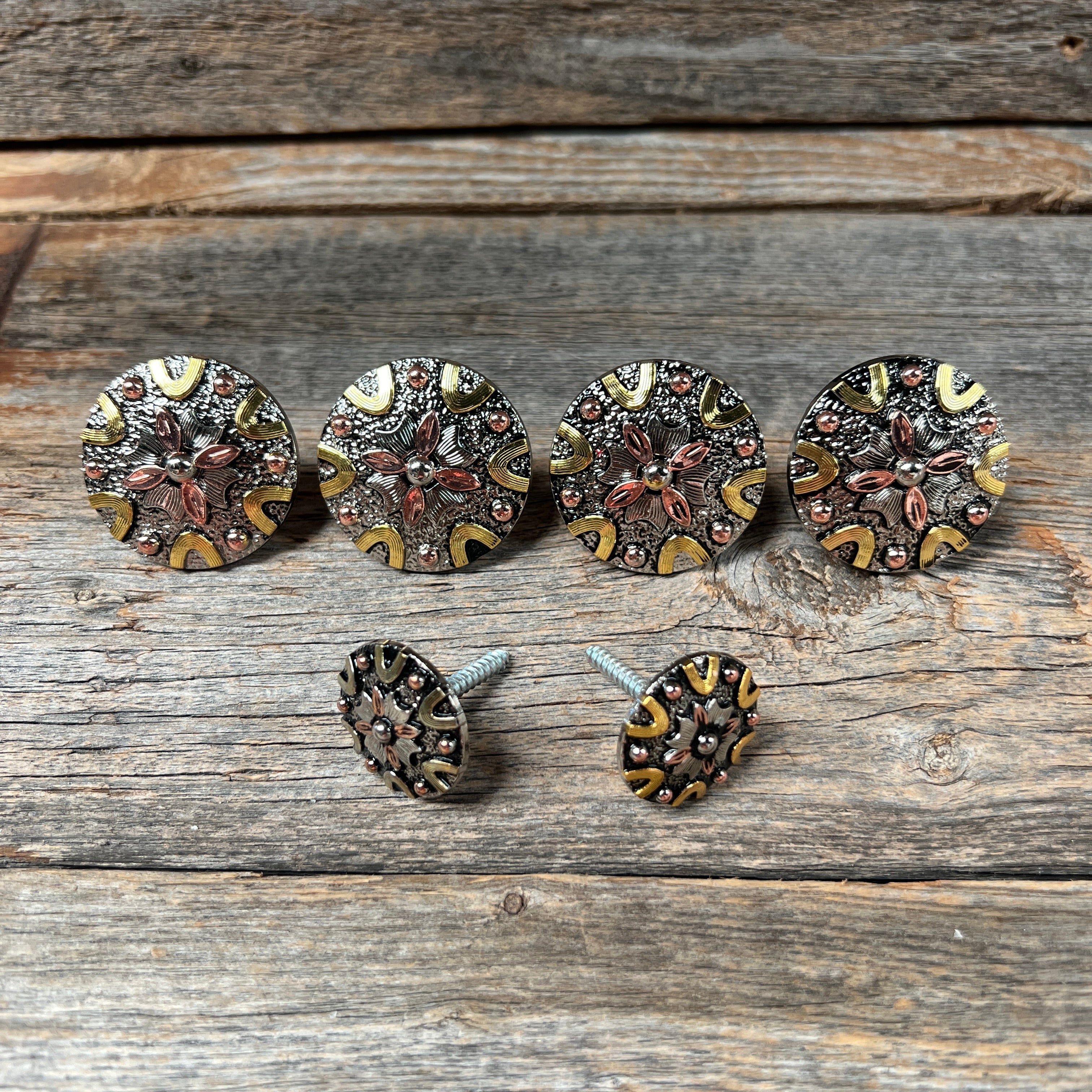 Floral Dots Antique Silver Saddle Set SSW147