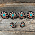 Copper Turquoise Sunflower Saddle Set SSW188