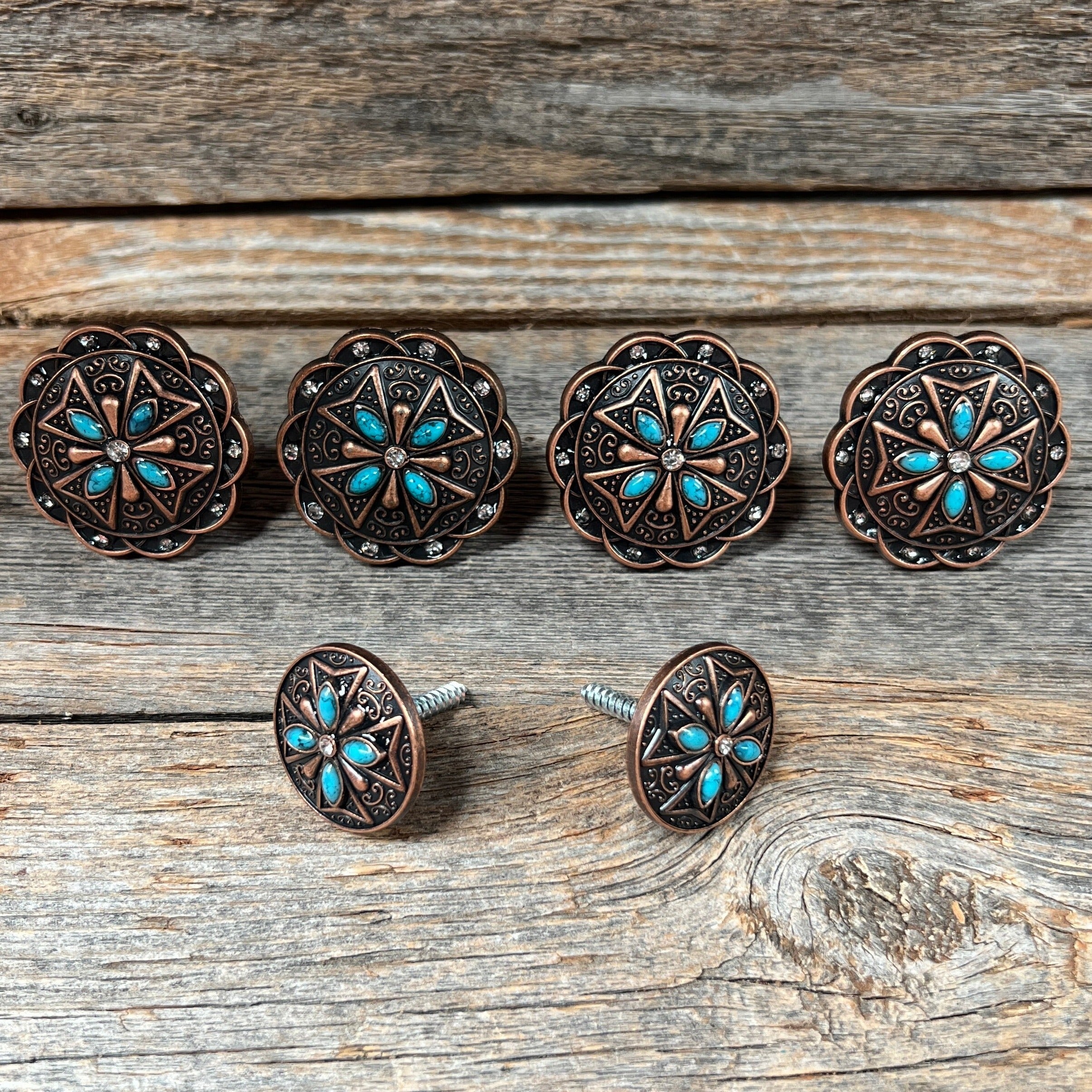 Copper Turquoise & Crystal Saddle Set SSW138