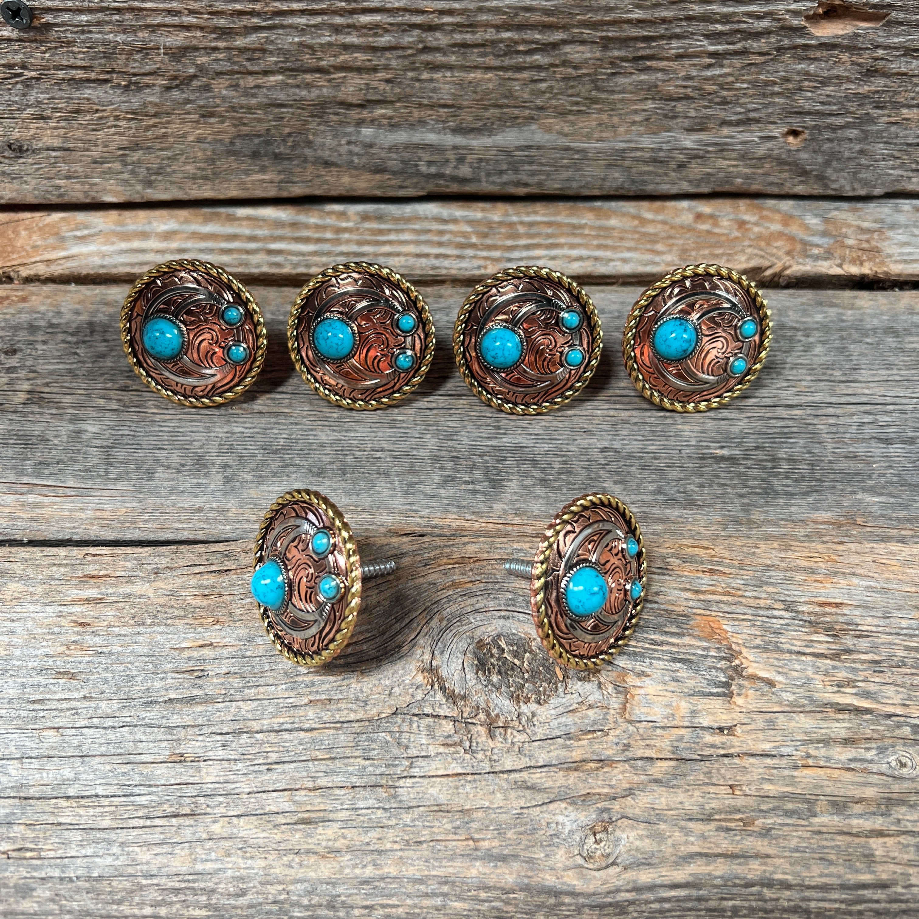 Copper Turquoise Blossom Saddle Set SSW206